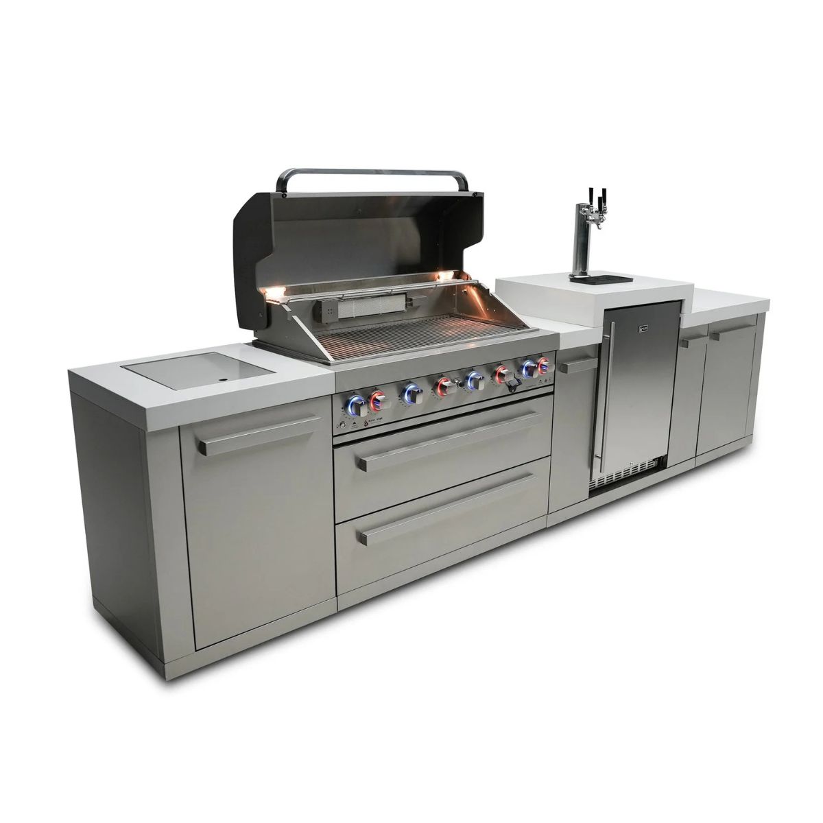 Mont Alpi 6-burner island with a kegerator