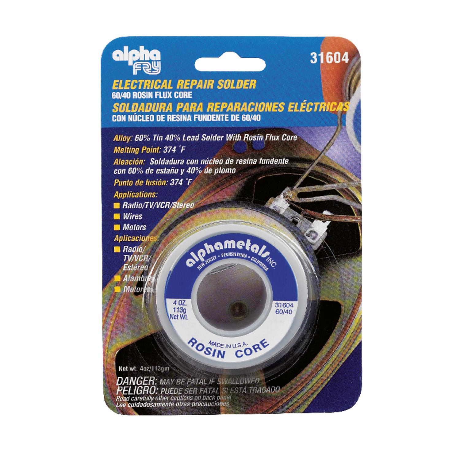 Alpha Fry 4 oz Repair Solder 0.06 in. D Tin/Lead 60/40 1 pc