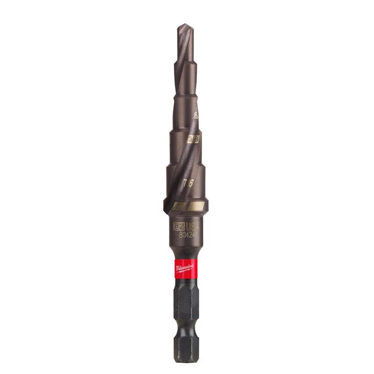 Milwaukee Shockwave 3/16 to 1/2 in. X 3.68 in. L High Speed Steel Impact Step Drill Bit Hex Shank 1