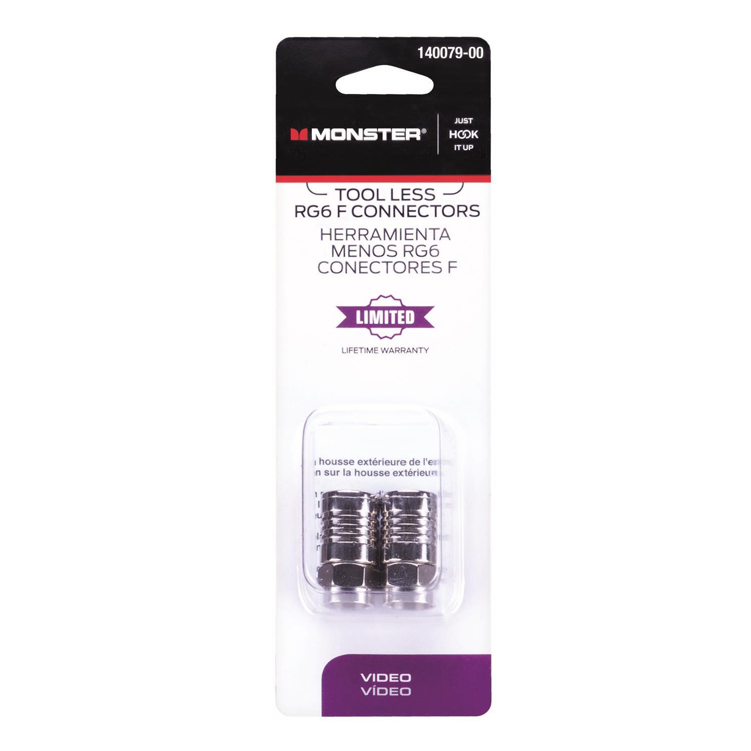 Monster Just Hook It Up Twist-On RG6 Quad Coaxial Connector 2 pk
