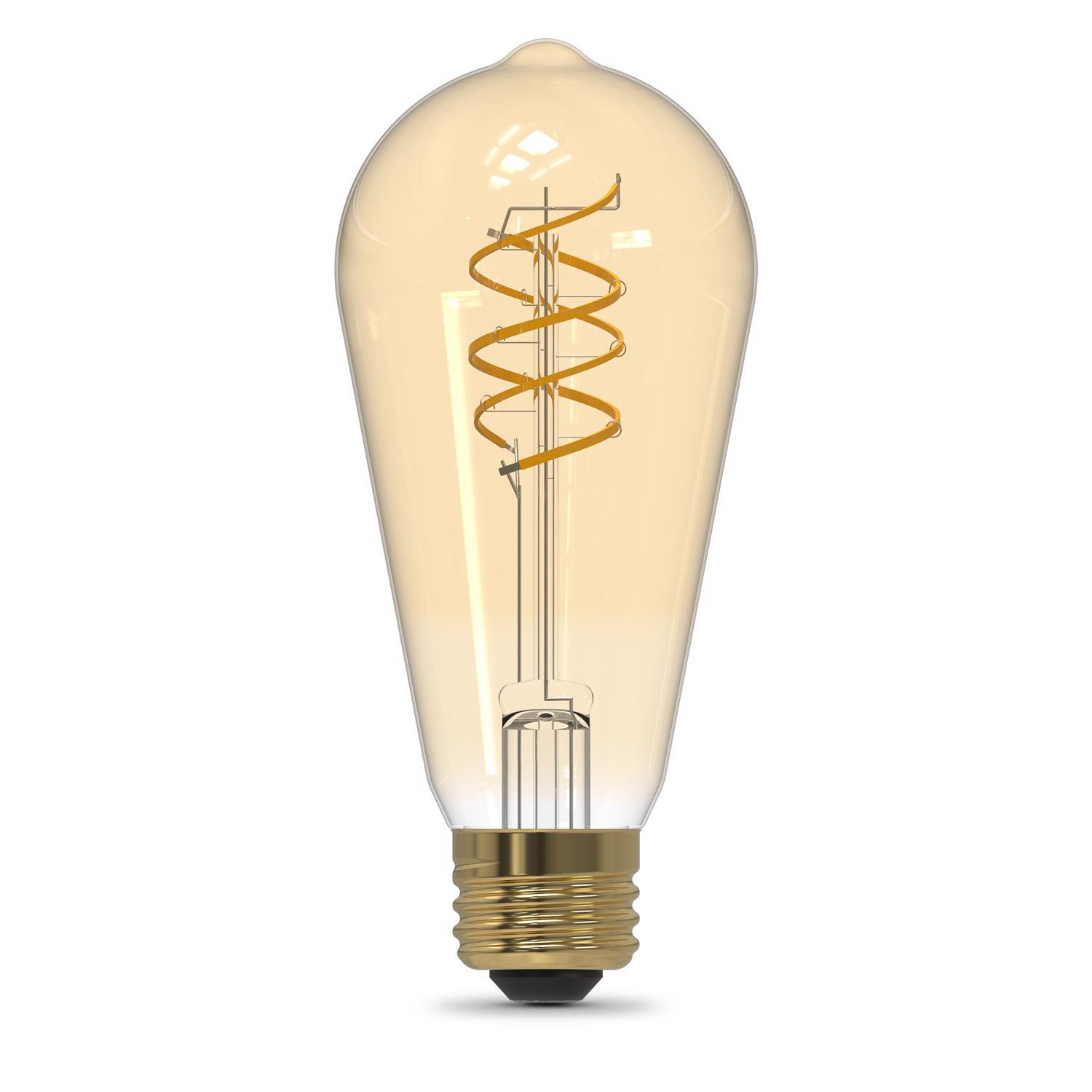 Feit ST19 E26 (Medium) Filament LED Bulb Amber 60 Watt Equivalence 2 pk