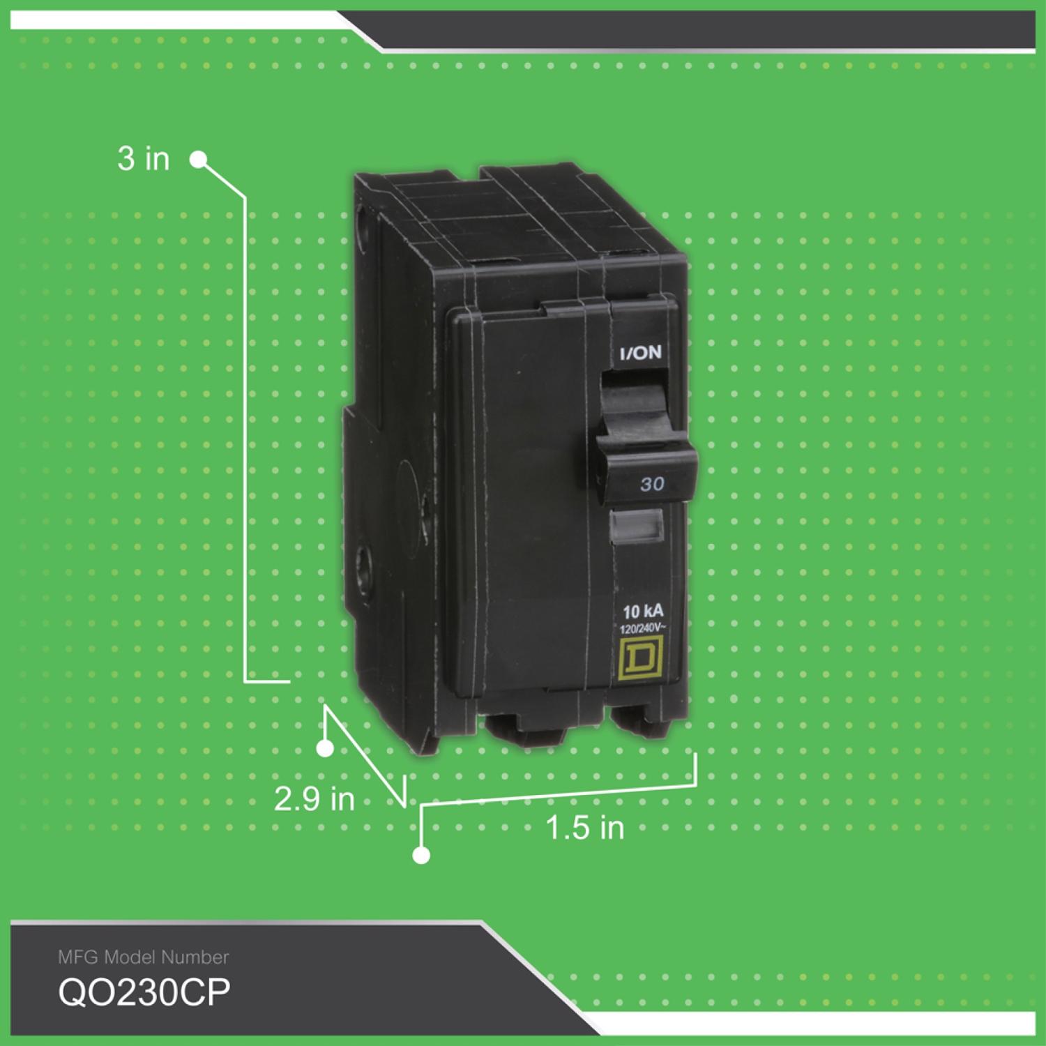 Square D QO 30 amps Plug In 2-Pole Circuit Breaker