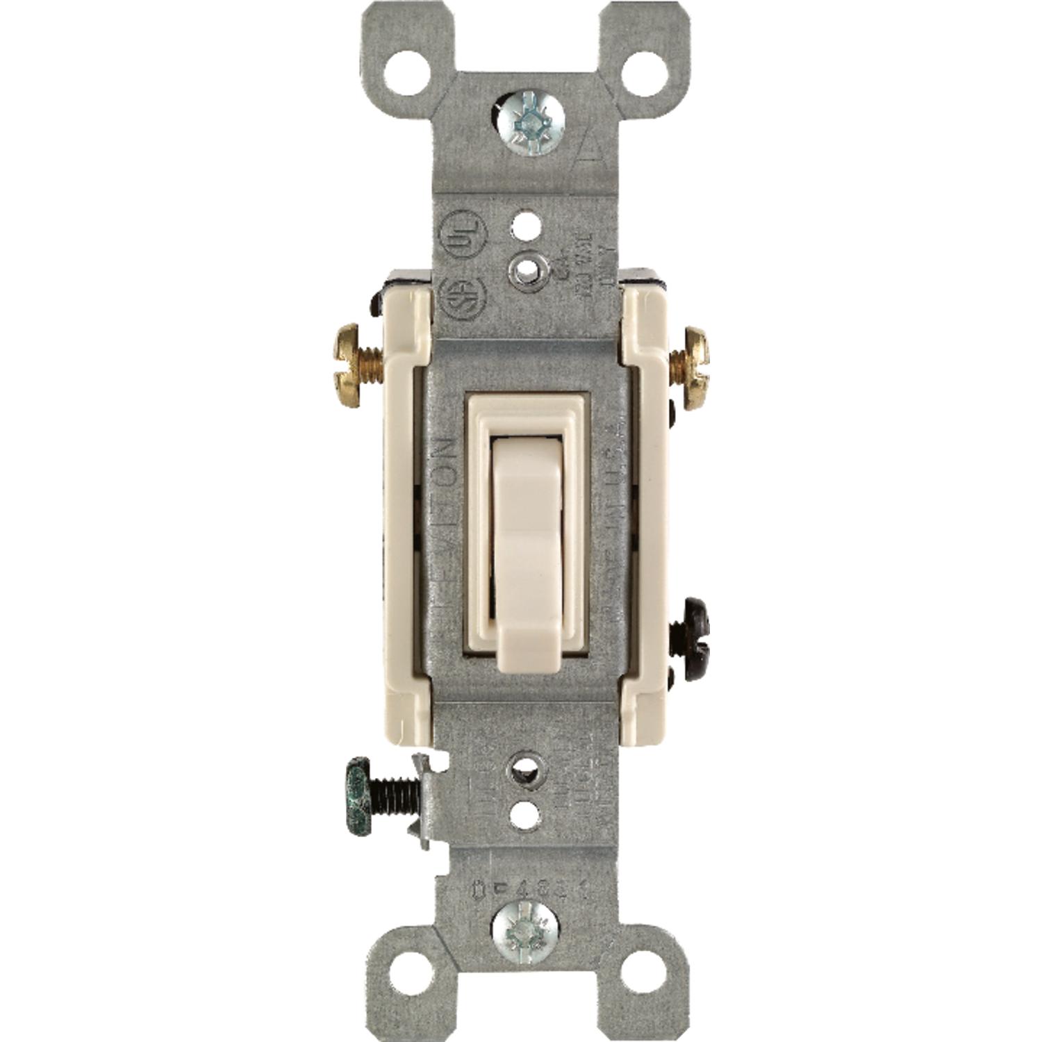 Leviton 15 amps Three Pole Toggle AC Quiet Switch Light Almond 1 pk