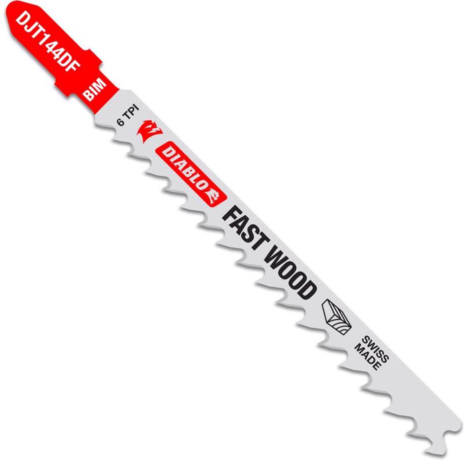 Diablo 4 in. Bi-Metal T-Shank Fast Wood Jig Saw Blade 6 TPI 5 pk