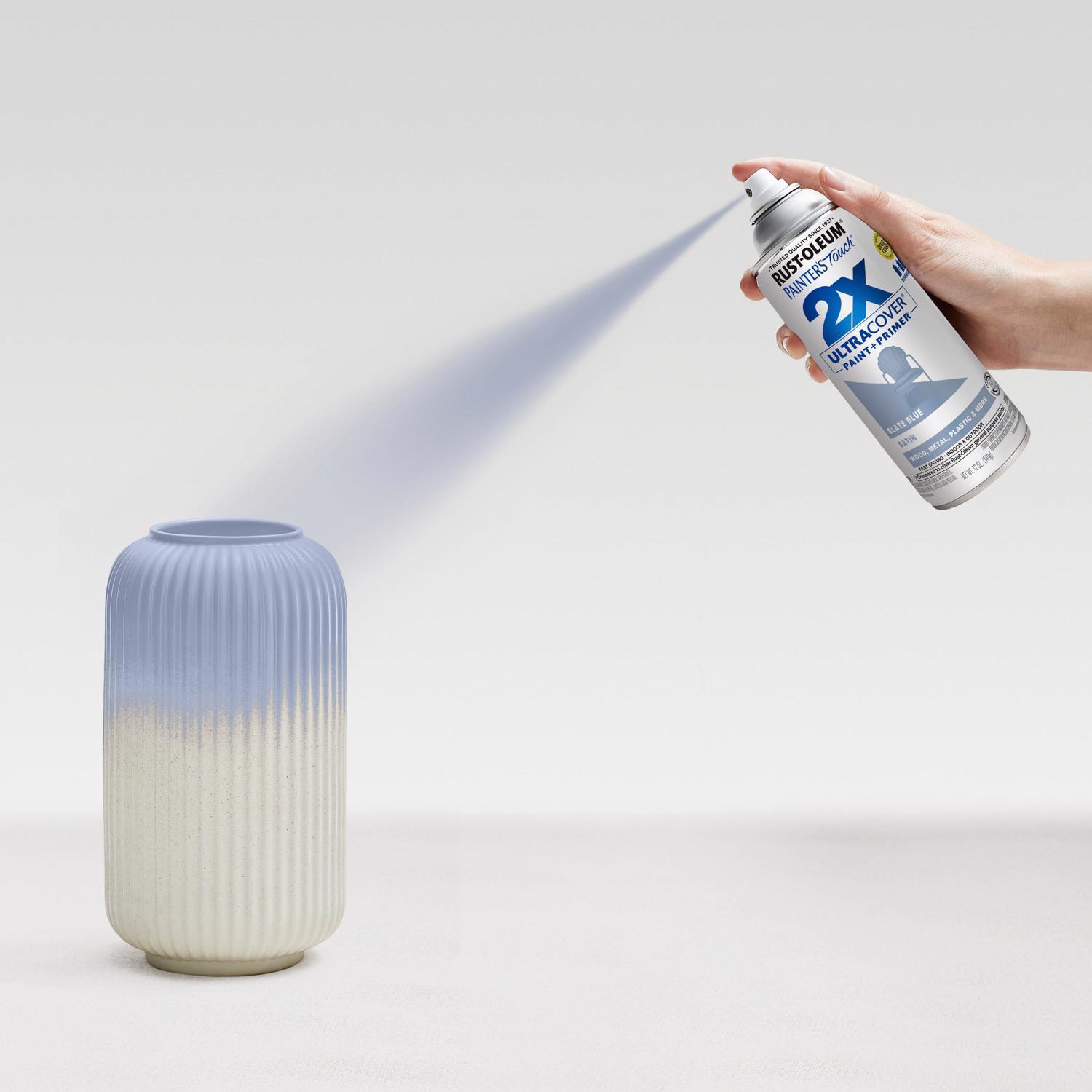 Rust-Oleum Painter's Touch 2X Ultra Cover Satin Slate Blue Paint+Primer Spray Paint 12 oz