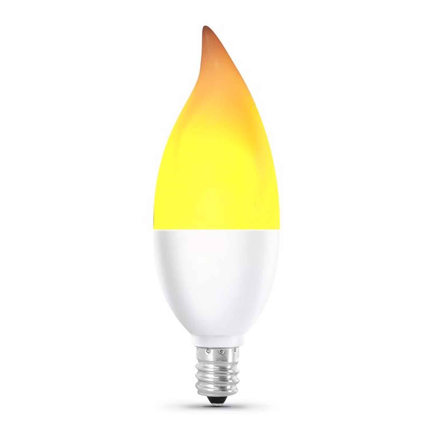 Feit CA10 (Flame Tip) E12 (Candelabra) LED Flame Bulb Warm White 2 Watt Equivalence 2 Pack