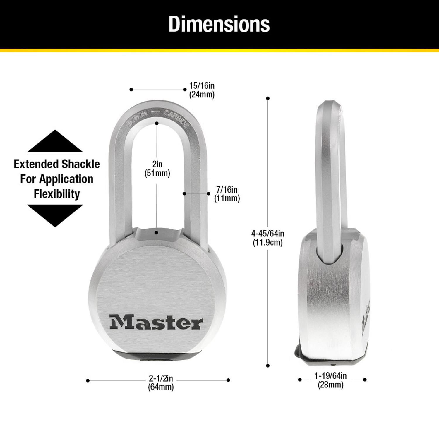 Master Lock 4-45/64 in. H X 1-19/64 in. W X 2-1/2 in. L Steel Ball Bearing Locking Weather-Resistant