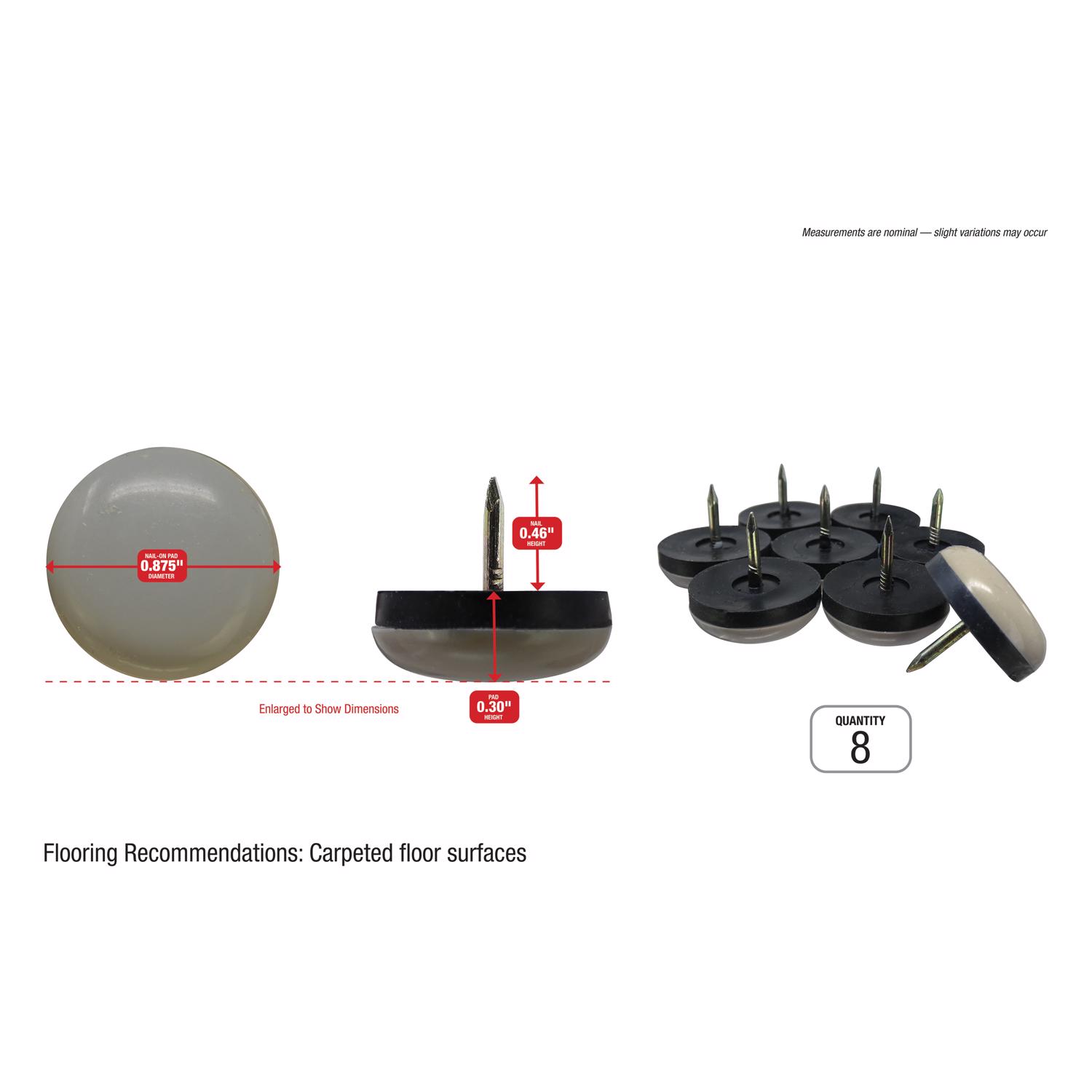 Ace White 7/8 in. Nail-On Plastic Sliders 8 pk