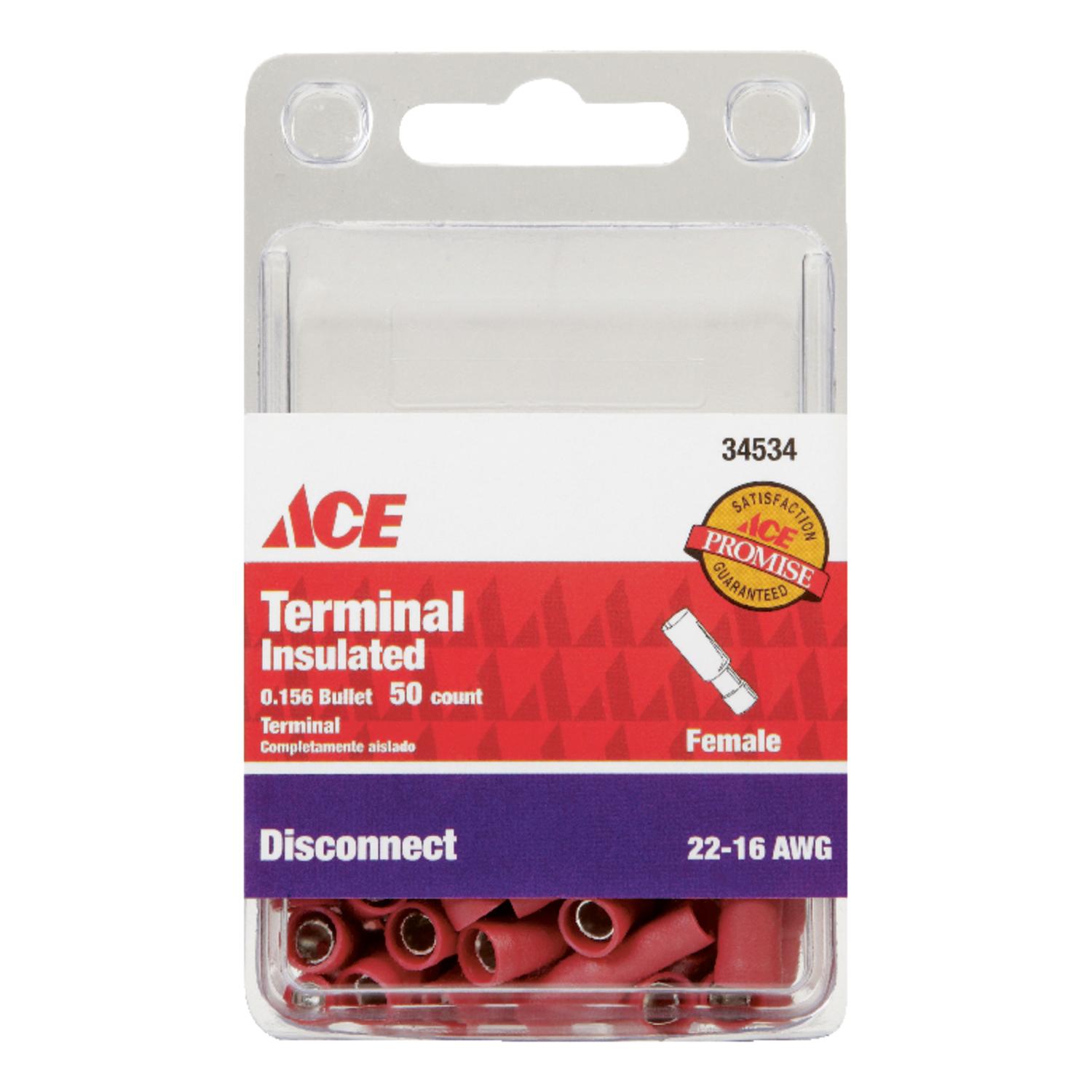 Ace Insulated Wire Female Disconnect Red 50 pk