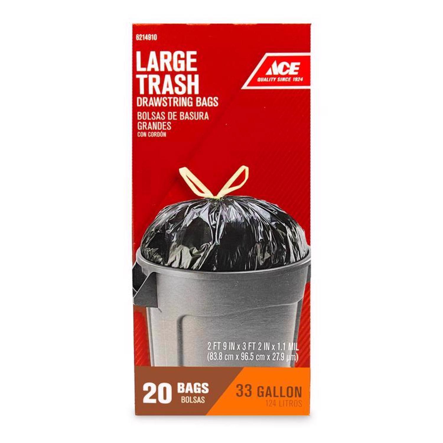 Ace 33 gal No Scent Scent Trash Bags Drawstring 20 pk 1.1 mil