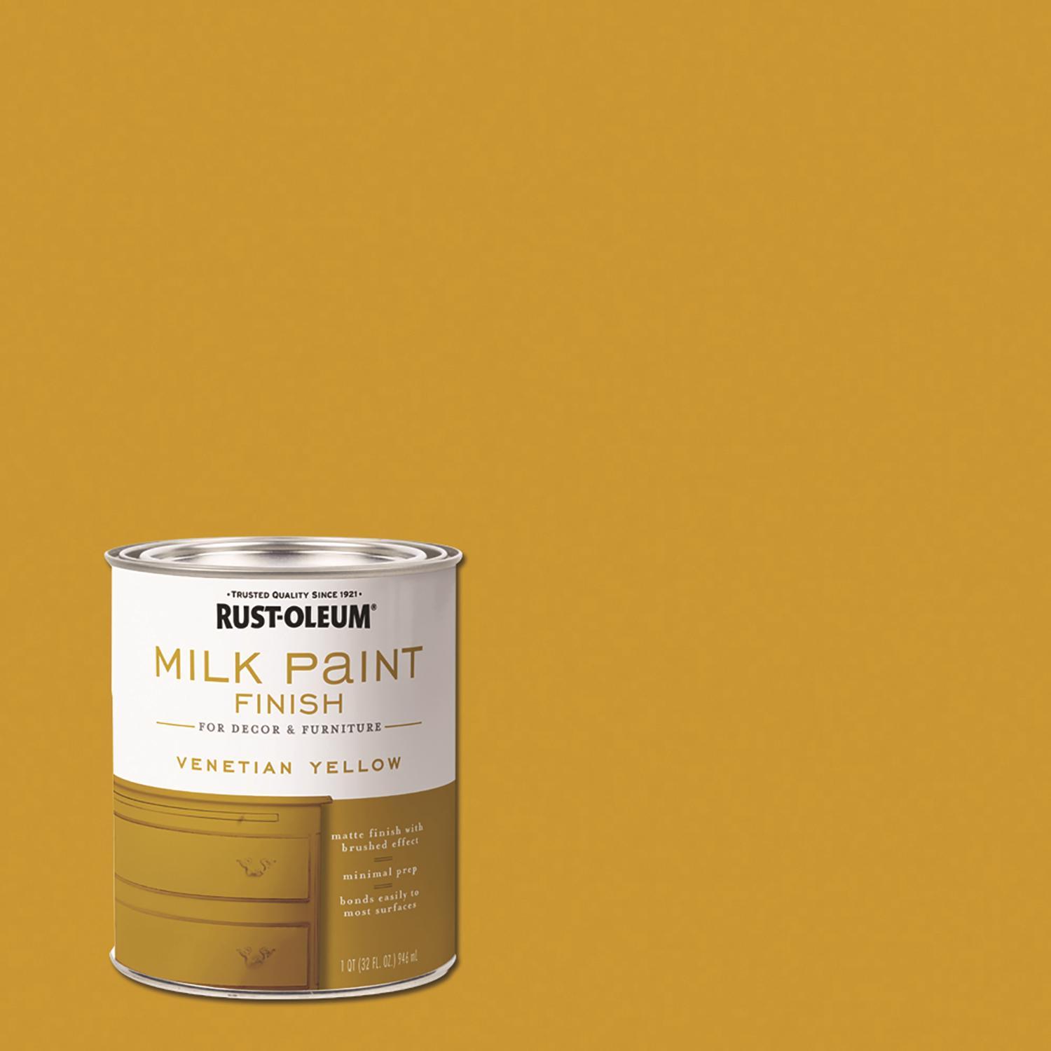 Rust-Oleum Matte Venetian Yellow Water-Based Acrylic Milk Paint 1 qt