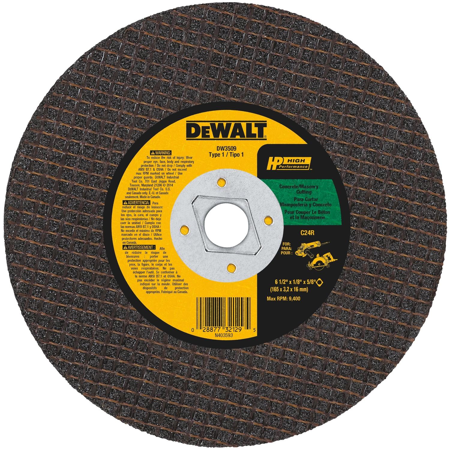 DeWalt High Performance 6-1/2 in. D X 5/8 in. Silicon Carbide Masonry Cutting Saw Blade 1 pc