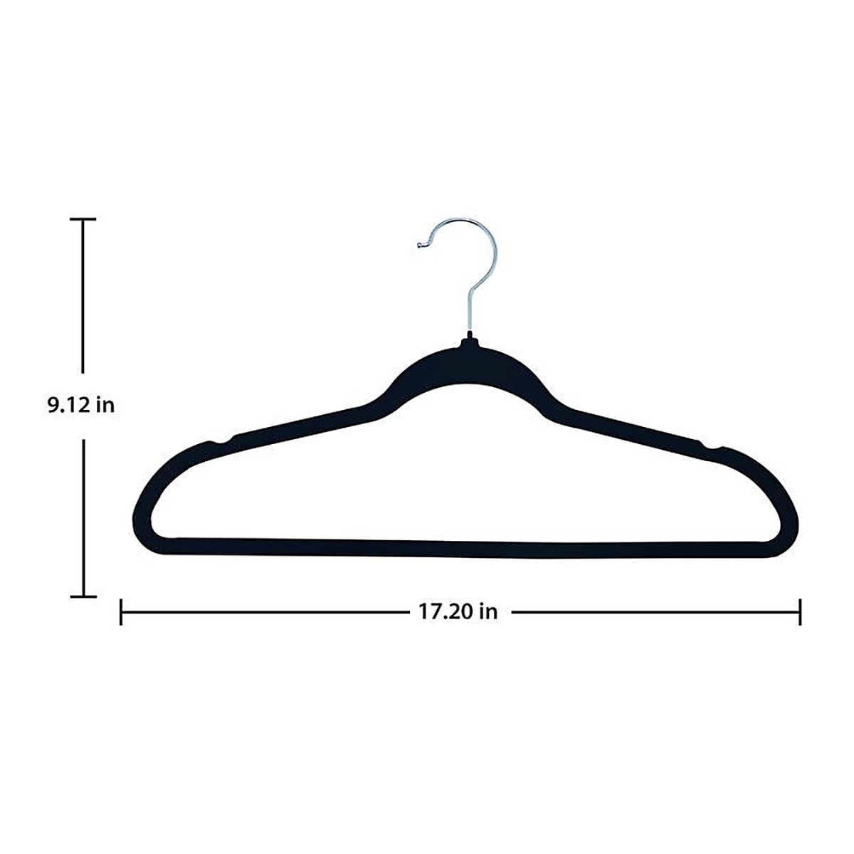 ClosetSelect Plastic Black Flocked Hanger 5 Pack