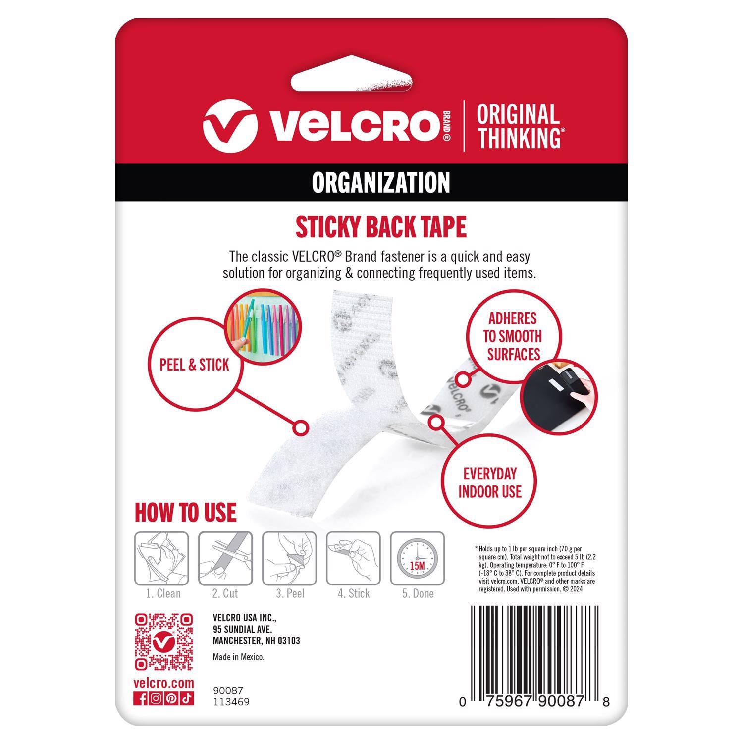 VELCRO Brand Sticky Back Medium Nylon Hook and Loop Fastener 60 in. L 1 pk