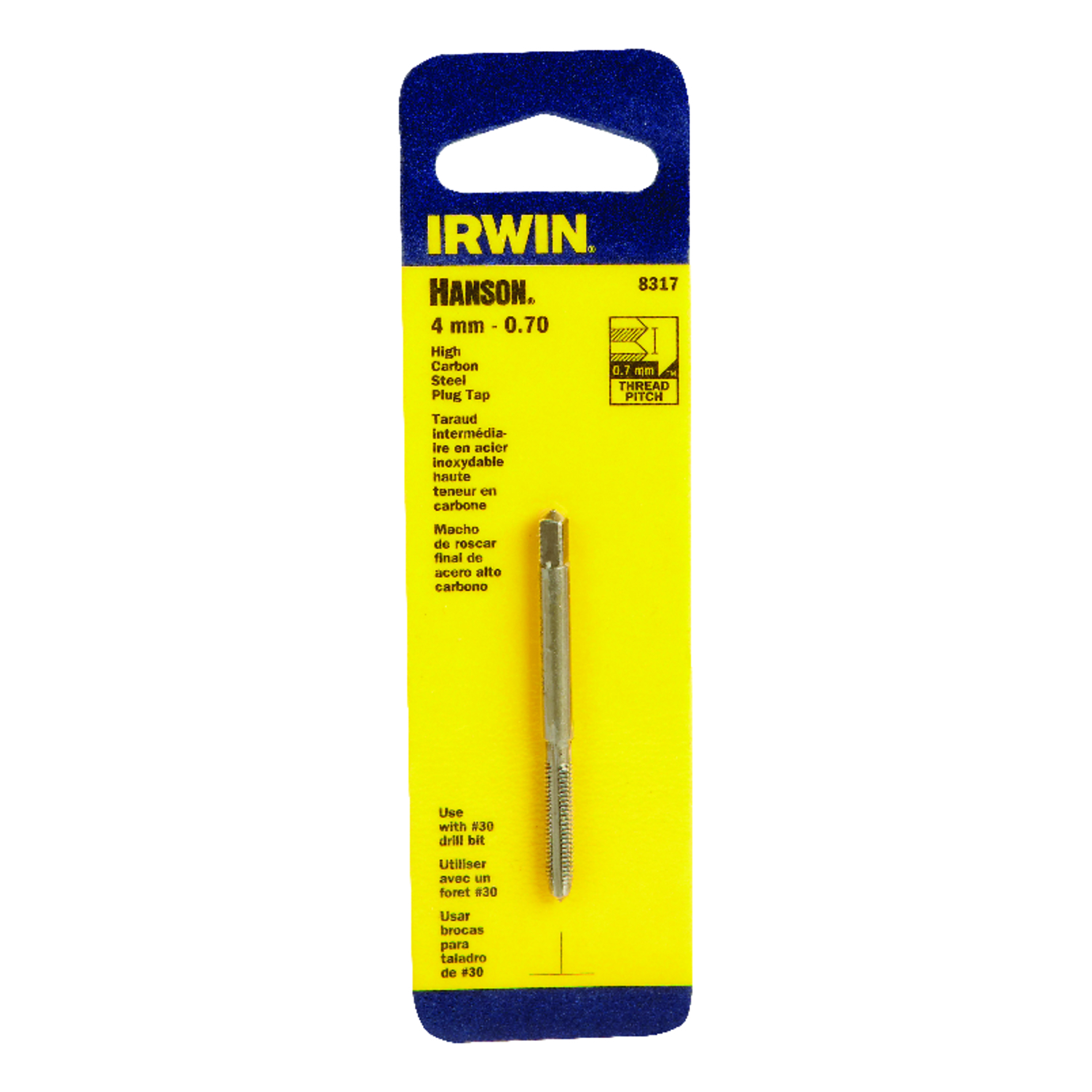 Irwin Hanson High Carbon Steel Metric Plug Tap 4-0.70 mm 1 pc