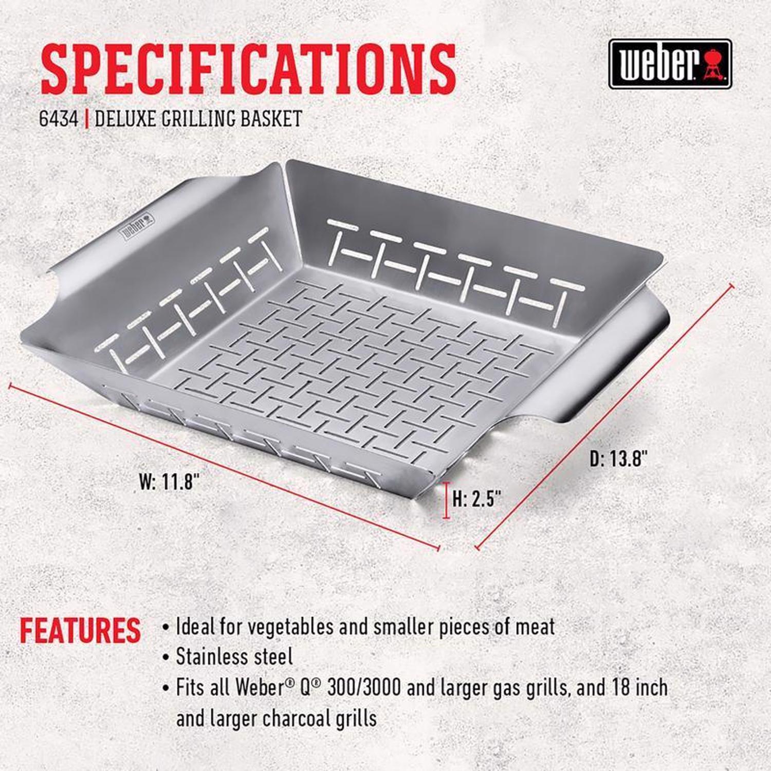 Weber Stainless Steel Grill Basket 13.8 in. L X 11.8 in. W 1 pk