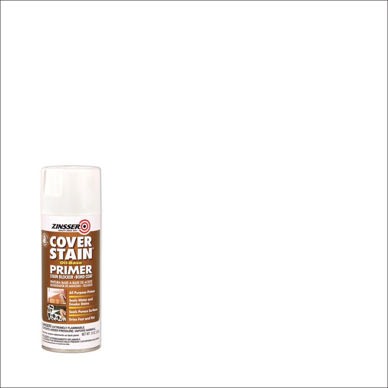 Zinsser Cover Stain White Flat Oil-Based Alkyd Spray Primer and Sealer 13 oz