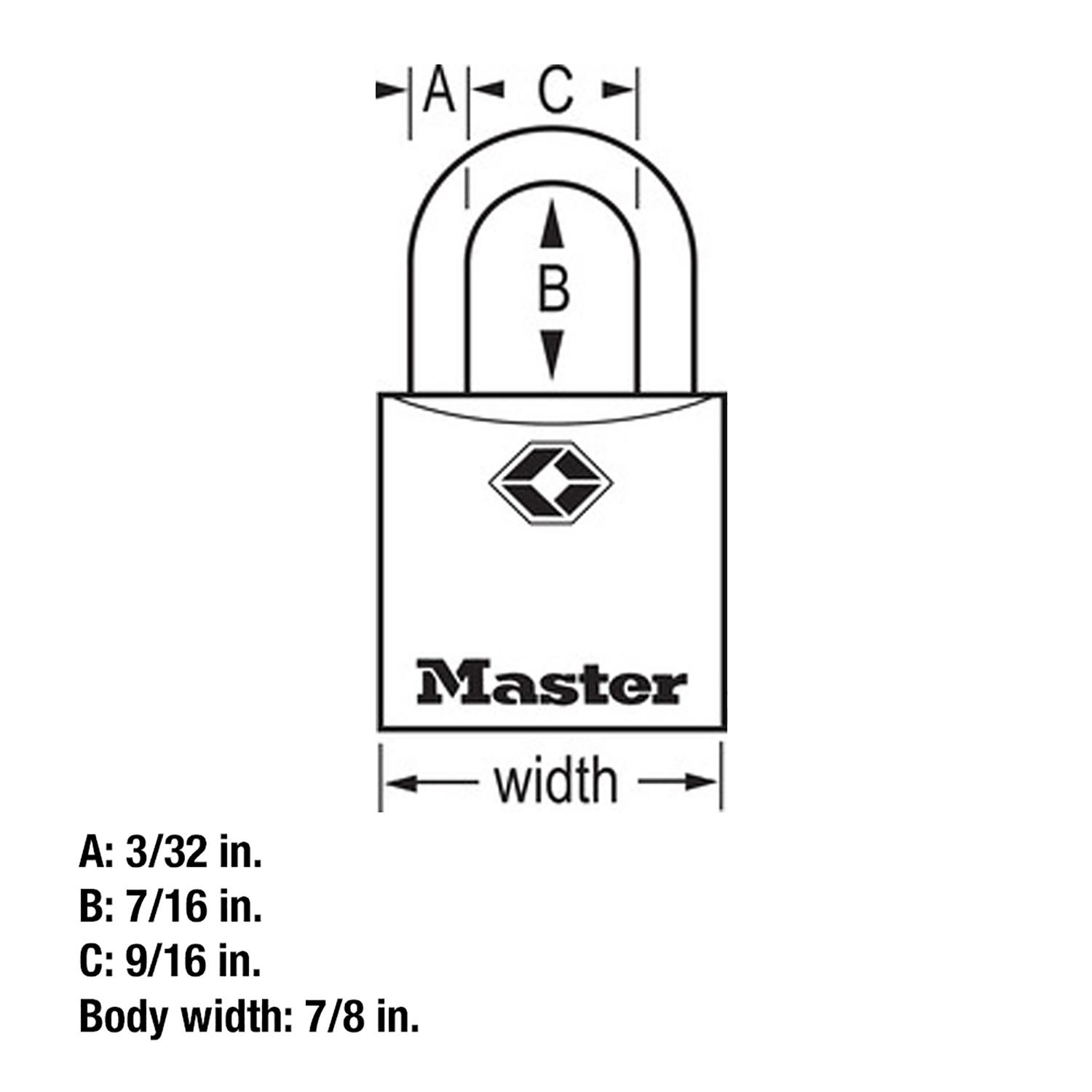 Master Lock 7/8 in. H X 7/16 in. W X 7/8 in. L Steel Key Luggage Lock