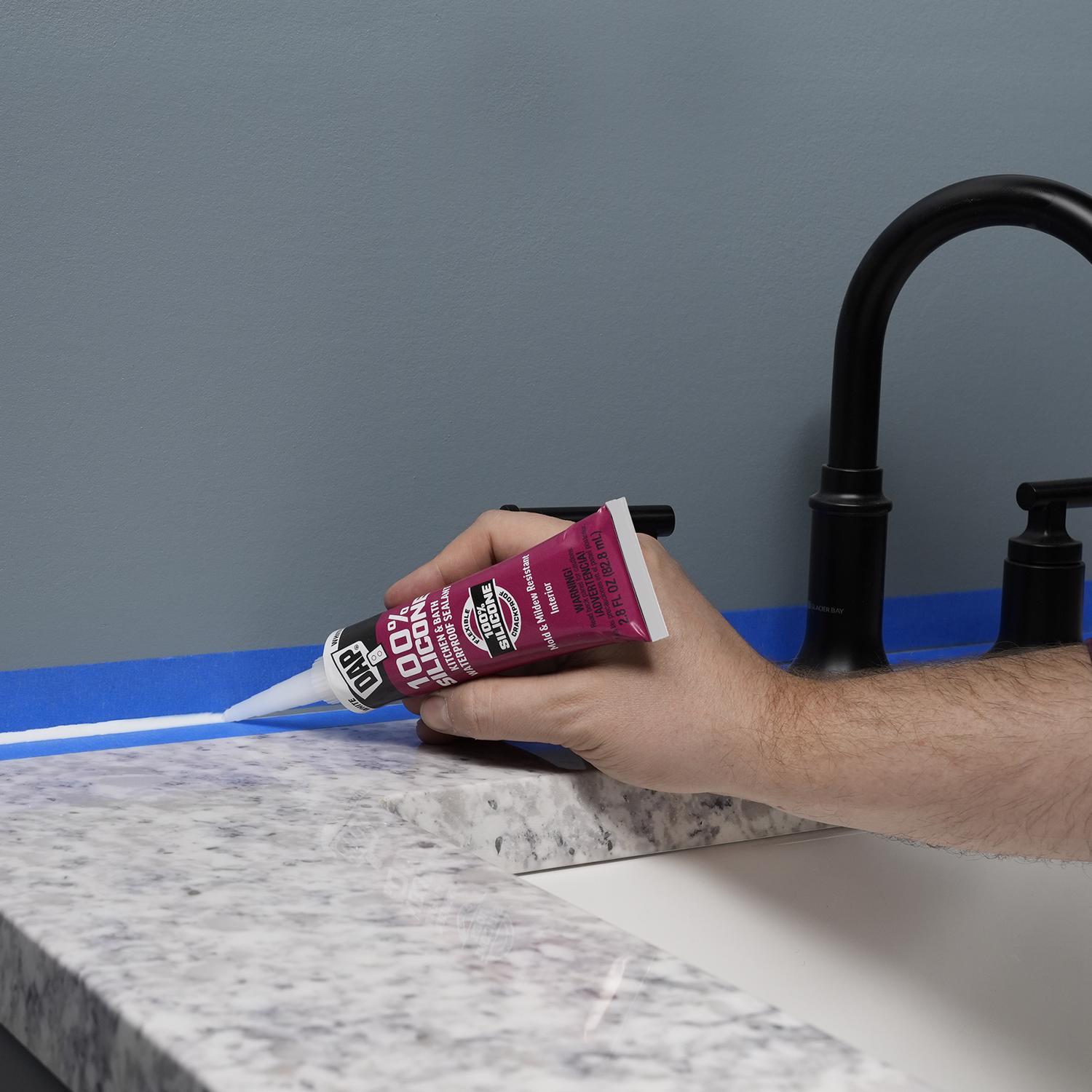 DAP White Silicone Rubber Kitchen and Bath Waterproof Sealant 2.8 fl. oz.