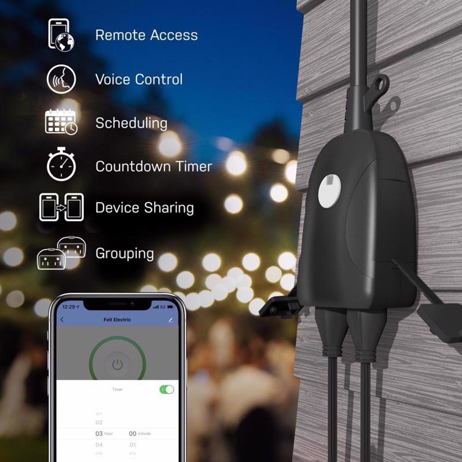 Feit Smart Home Commercial and Residential PVC Outdoor Smart-Enabled Dual Outlet Outdoor Plug 3R