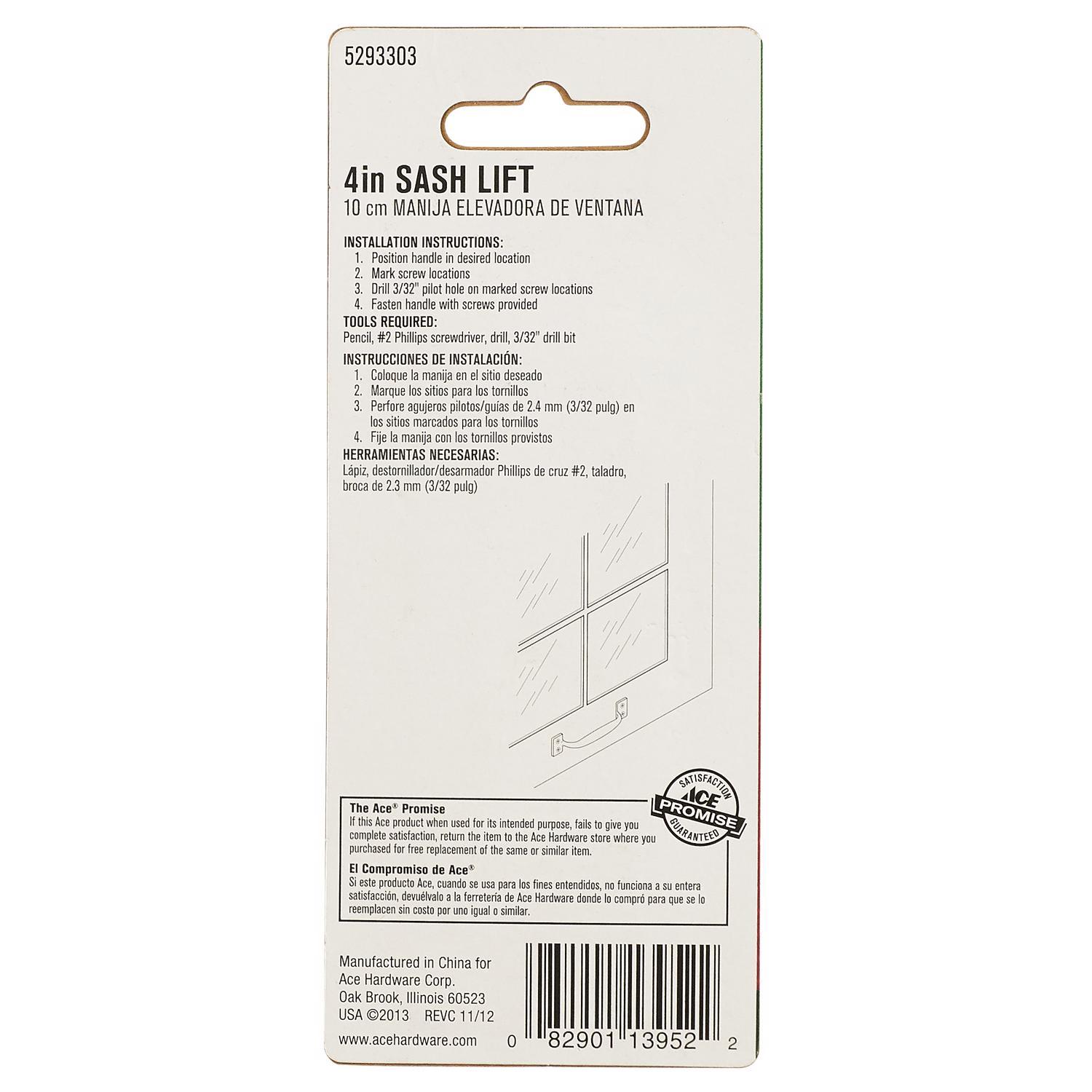 Ace 4 in. L Painted White Steel Universal Sash Lift Handle 1 pk