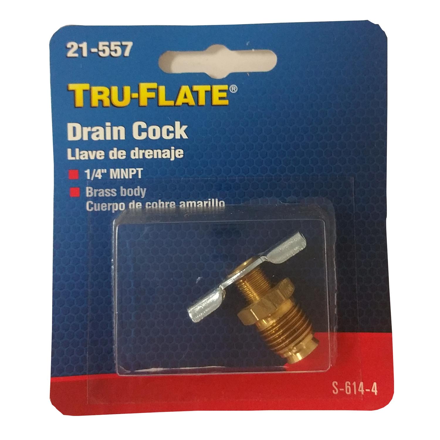 Tru-Flate Steel Drain Cock 1/4 in. Male 1 pc