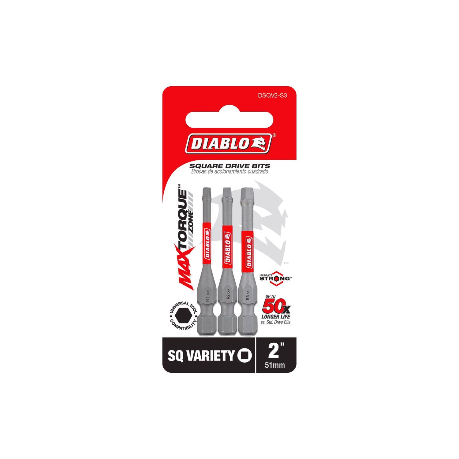 Diablo Square 2 in. L Drive Bit Set Black Oxide 3 pc