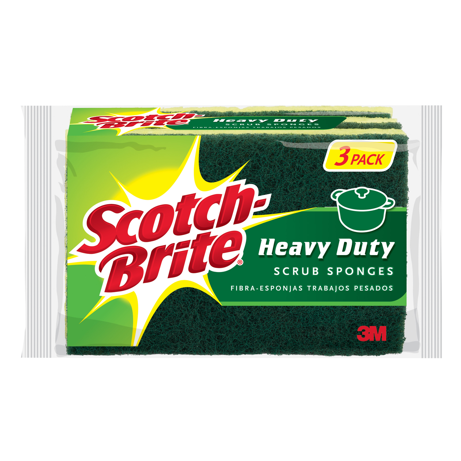 Scotch-Brite Heavy Duty Sponge For Pots and Pans 4.5 in. L 3 pk