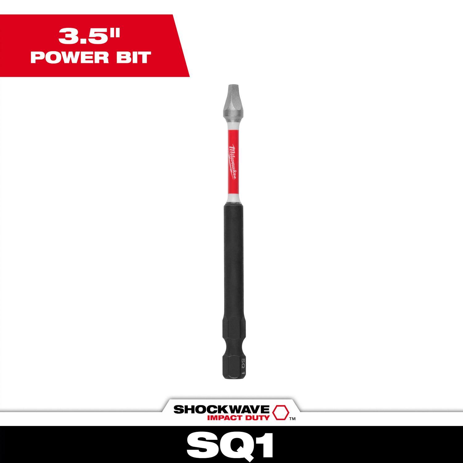 Milwaukee Shockwave Square Recess #1 X 3-1/2 in. L Impact Power Bit Steel 1 pc