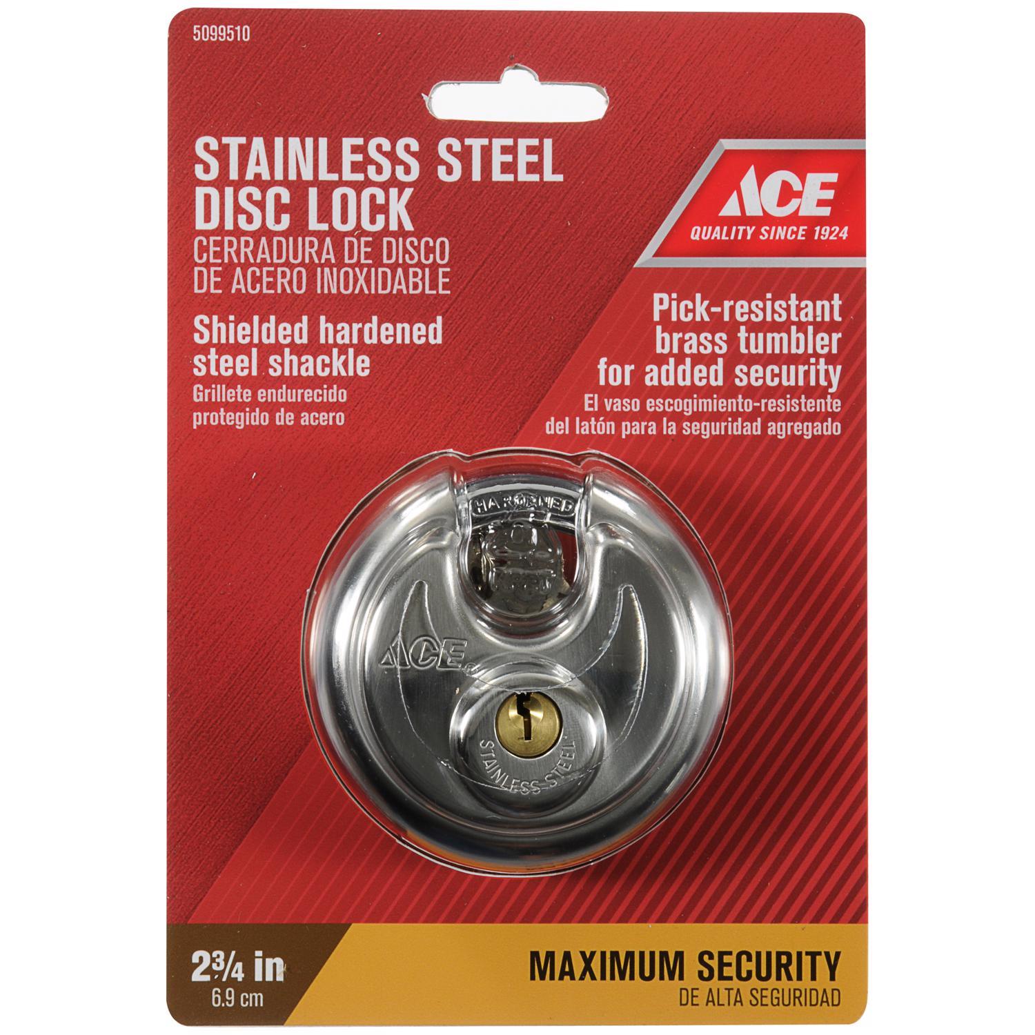 Ace 2-3/4 in. H X 2-3/4 in. W X 1-1/16 in. L Stainless Steel 4-Pin Cylinder Shrouded Padlock