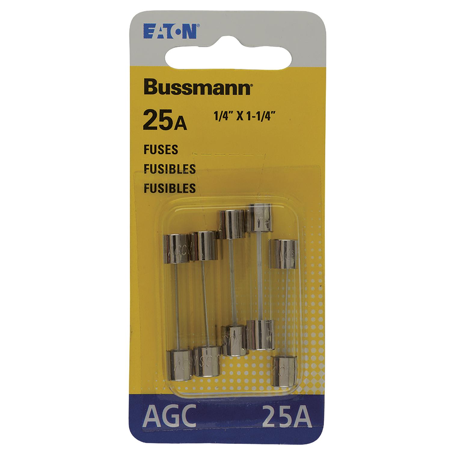 Bussmann 25 amps AGC Clear Glass Tube Fuse 5 pk
