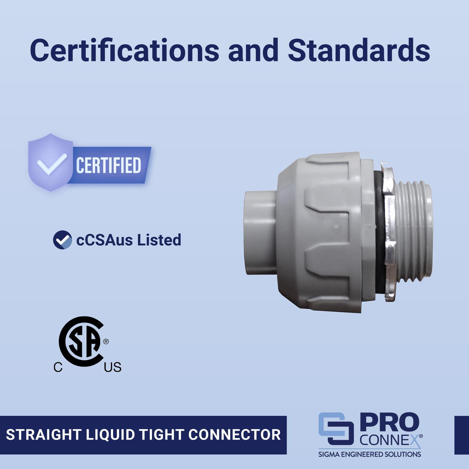 Sigma Engineered Solutions ProConnex 3/4 in. D Plastic Straight Connector For Liquid Tight 1 pk