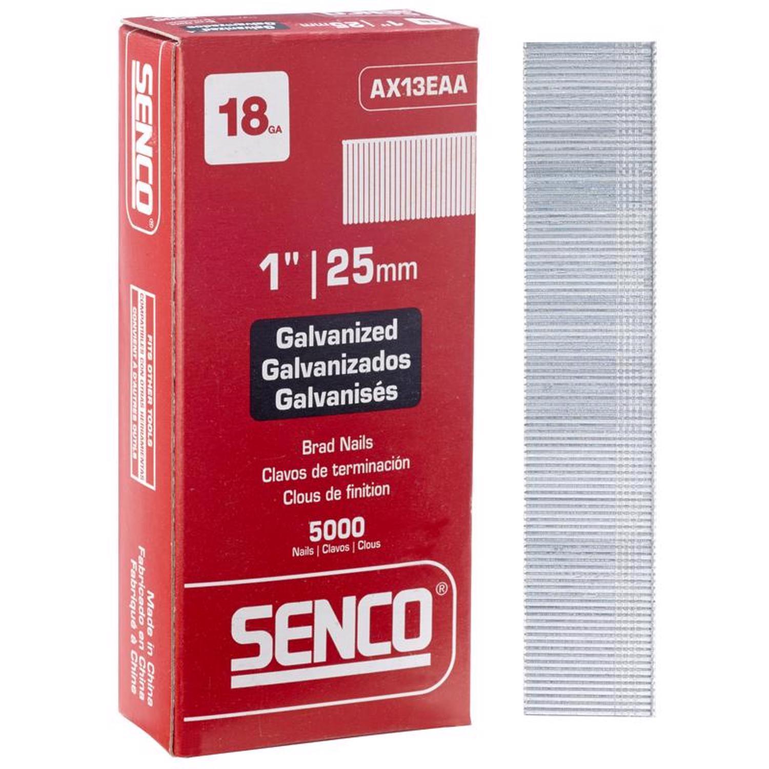 Senco 1 in. L X 18 Ga. Straight Strip Galvanized Brad Nails 5000 pk