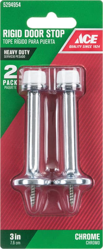 Ace 3 in. W Metal Chrome Yellow Rigid Door Stop Mounts to door and wall 1/8 in.