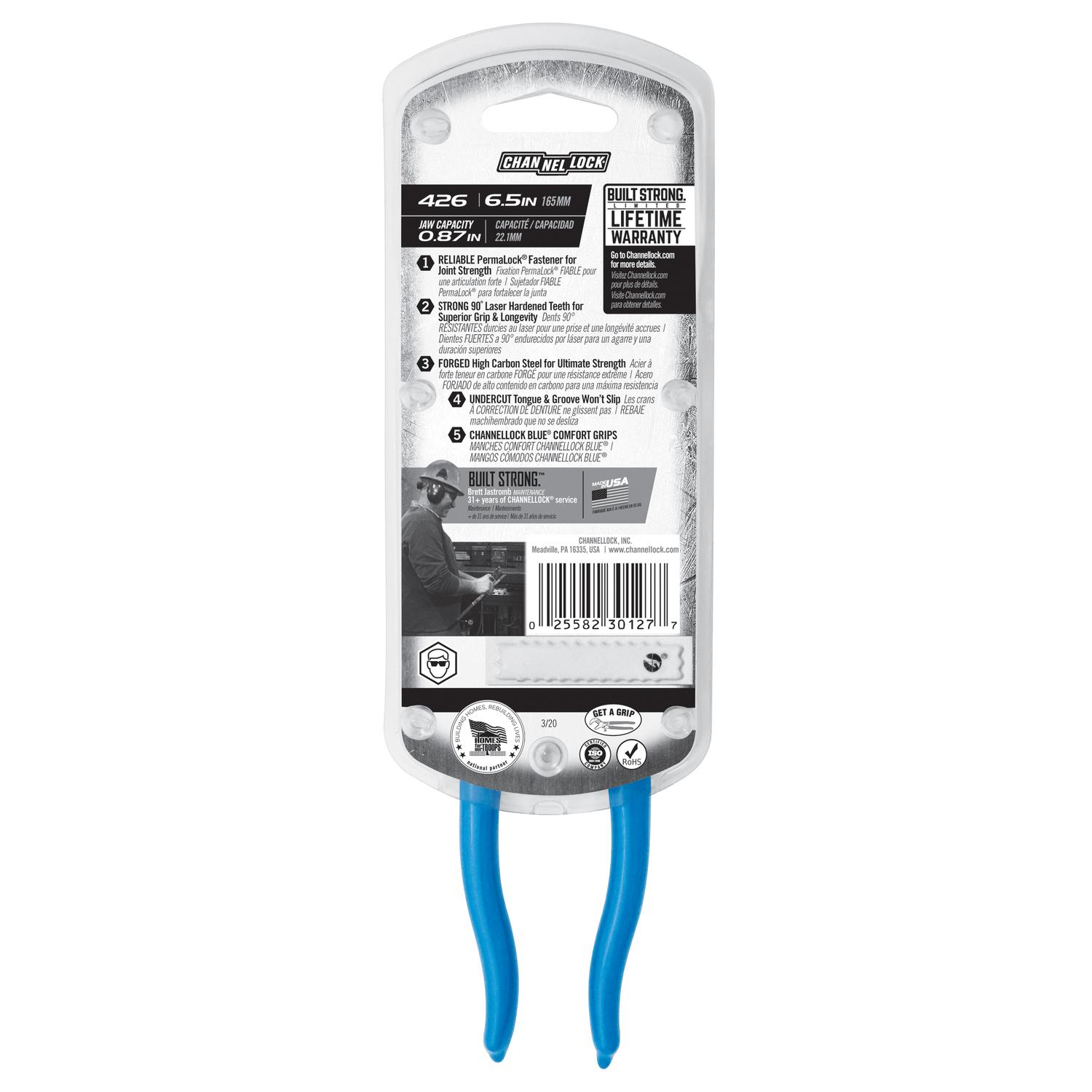 Channellock 6.5 in. Carbon Steel Straight Jaw Tongue and Groove Pliers