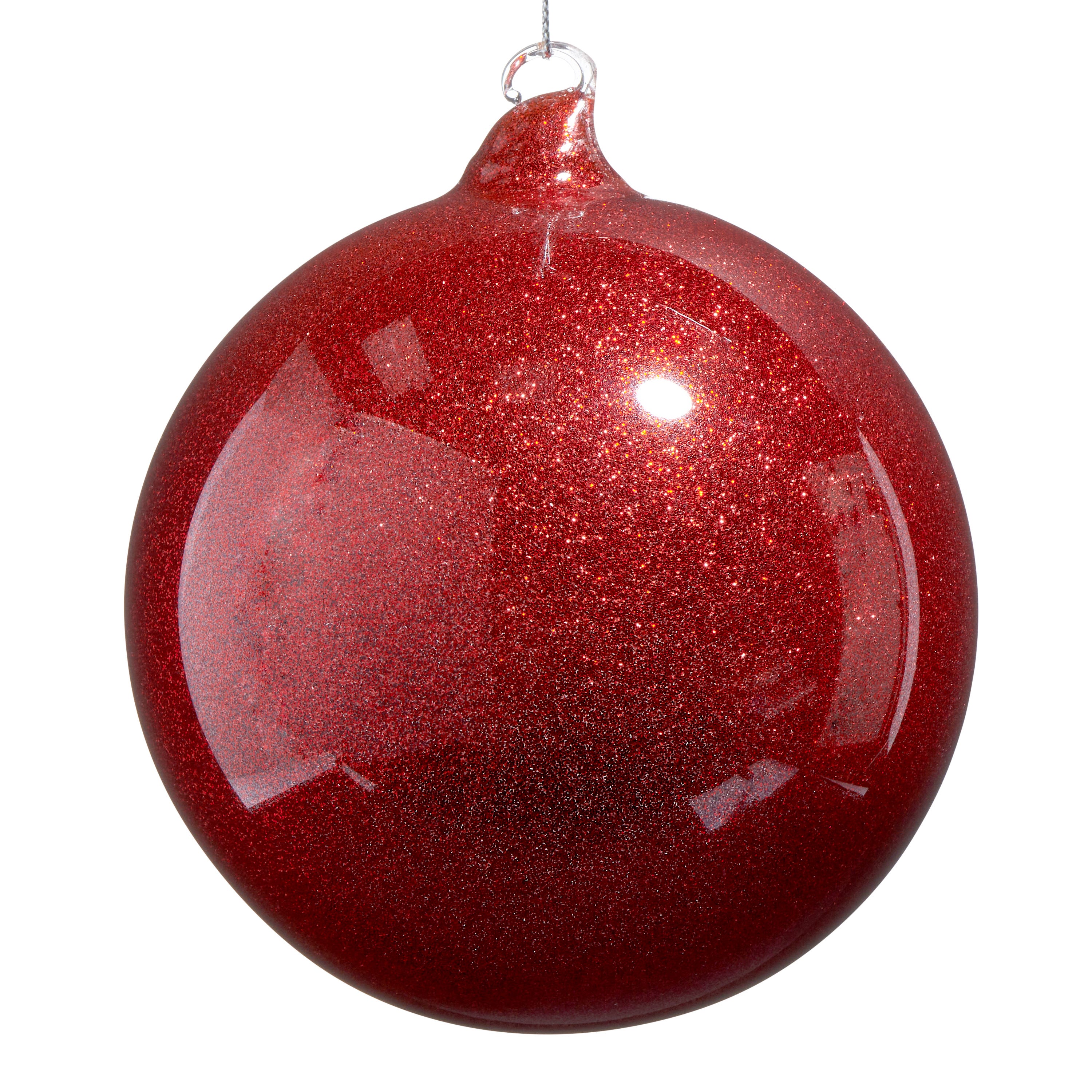 Raz Imports 5 in. Red Glitter Blown Glass Ball Ornament