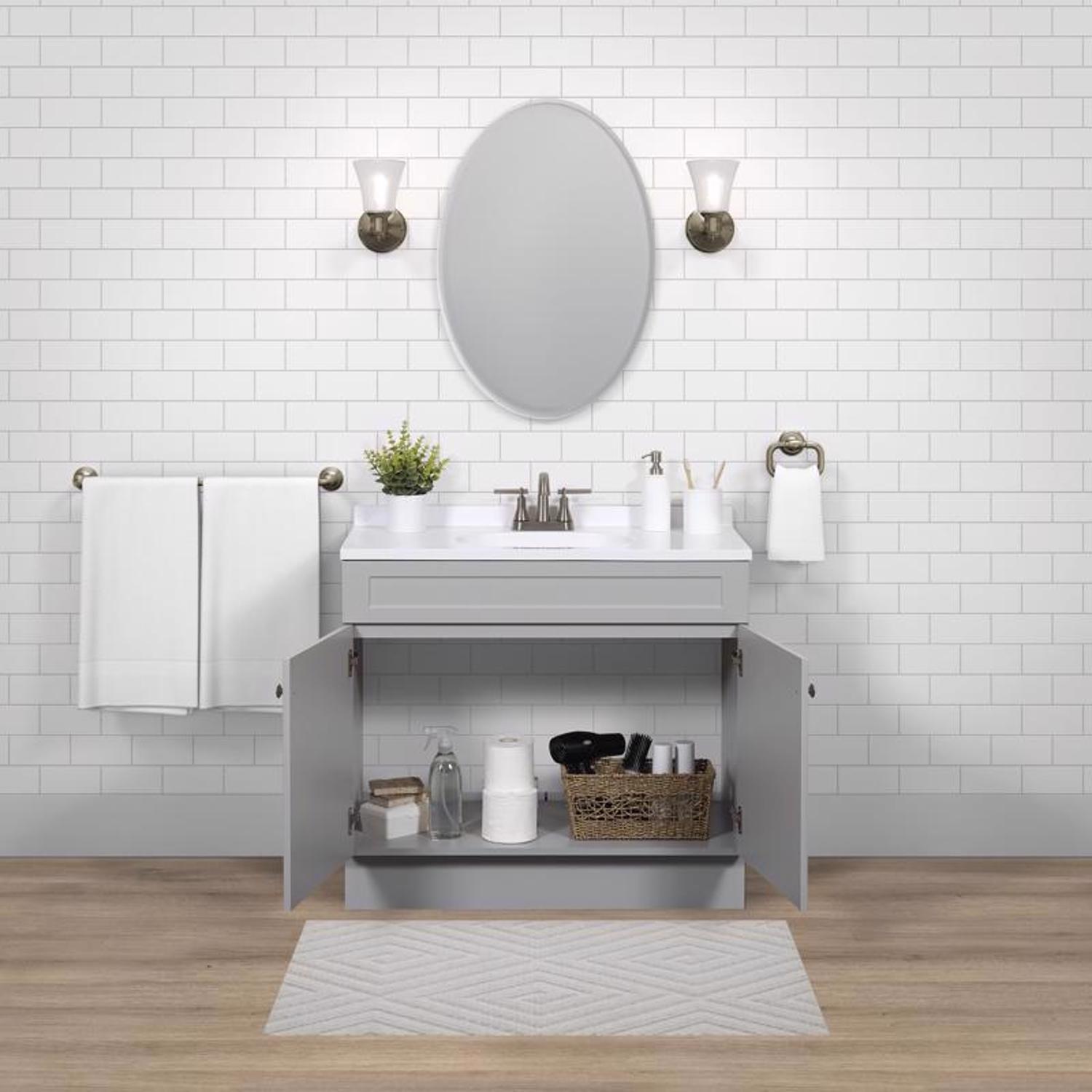 Zenna Home Single Gray Bathroom Vanity 36 in. W X 18 in. D X 35 in. H