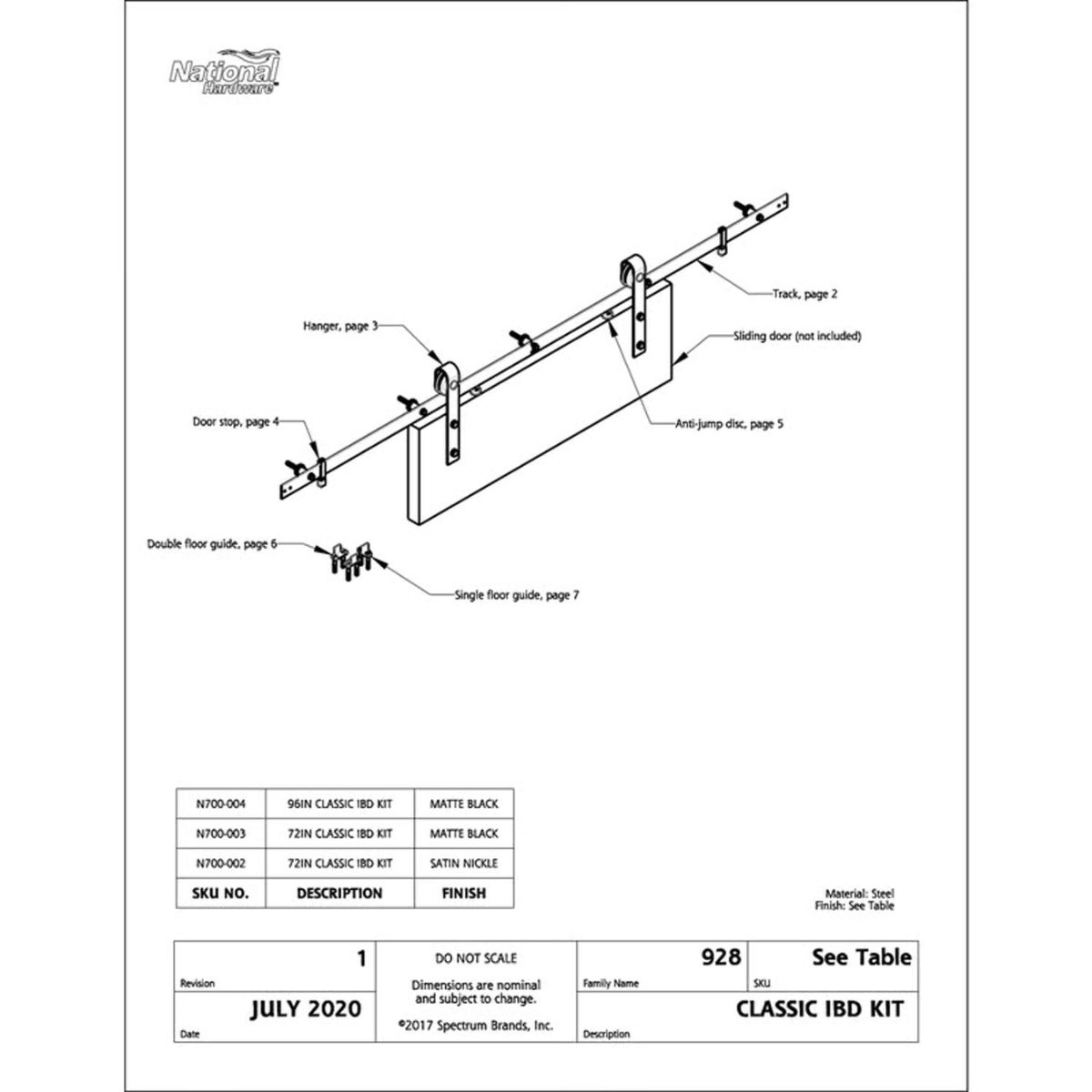 National Hardware 72 in. L Satin Nickel Silver Steel Barn Door Hanger Kit 1 Piece
