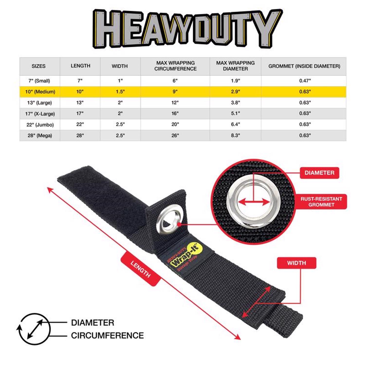 Wrap-It Heavy-Duty 1.5 in. W X 10 in. L Black Storage Straps 50 lb 3 pk