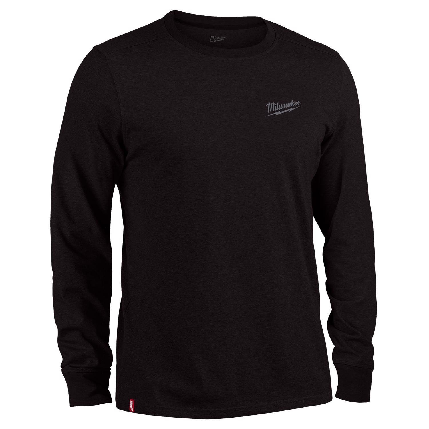 Milwaukee Freeflex M Long Sleeve Men's Crew Neck Black Hybrid Work Tee Shirt