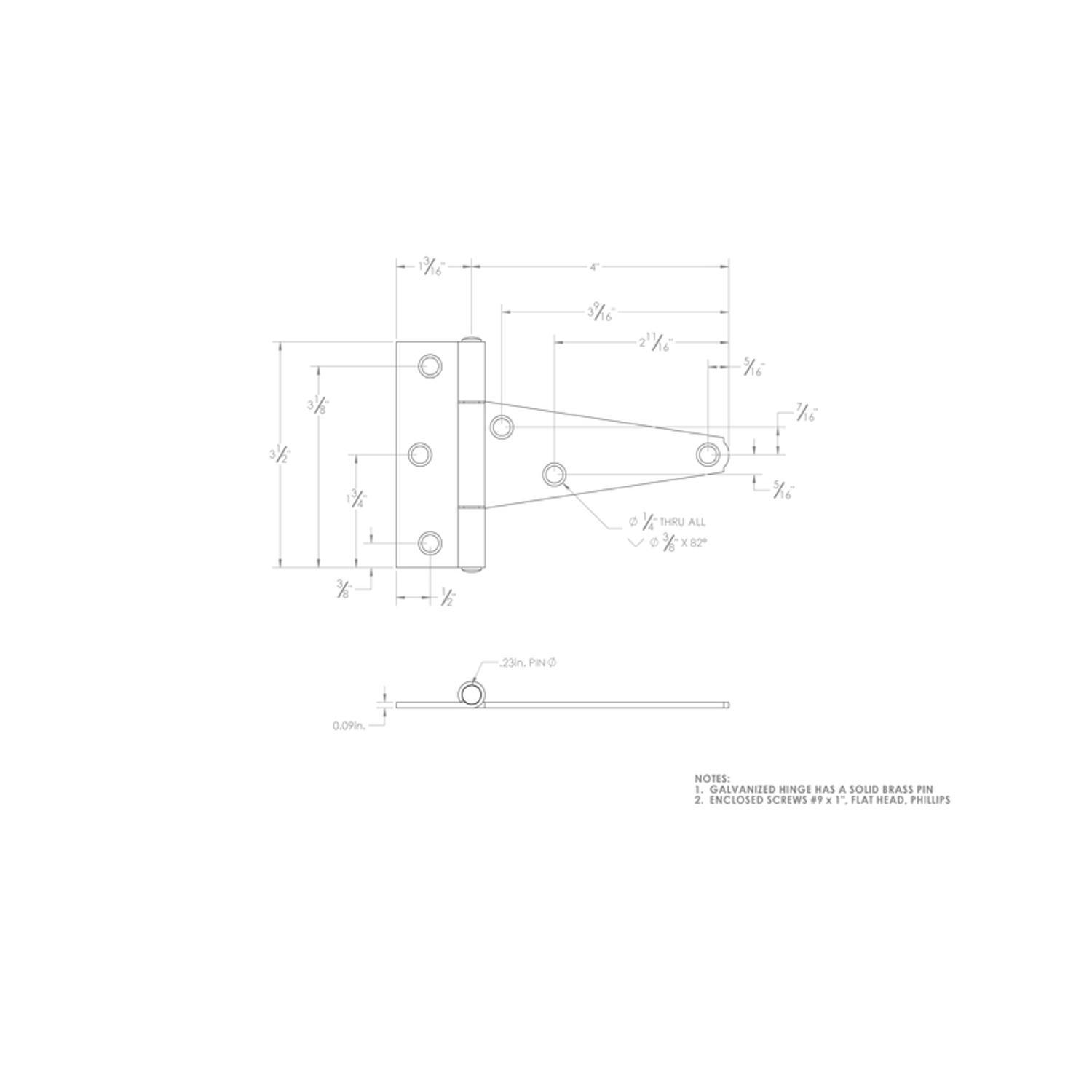 Ace 4 in. L Stainless Steel Heavy Duty T Hinge 1 pk