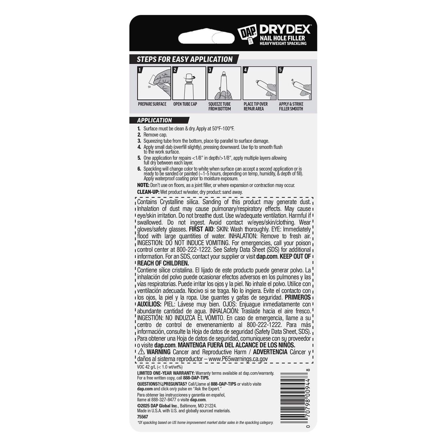 DAP DryDex Ready to Use Pink/White Nail Hole Filler 1 fl. oz.