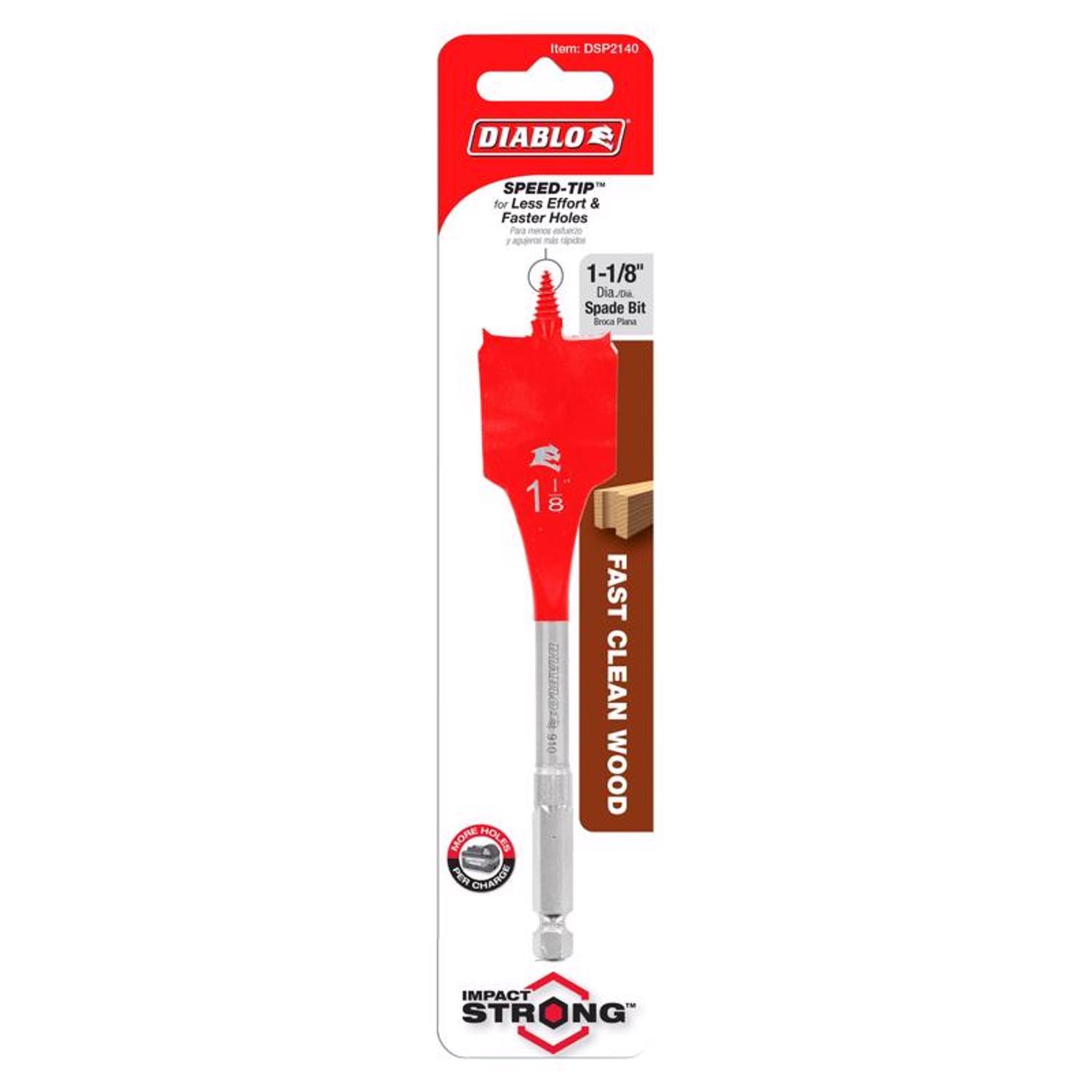 Diablo 1-1/8 in. X 6 in. L High Speed Steel Clean Wood Spade Bit Hex Shank 1 pk