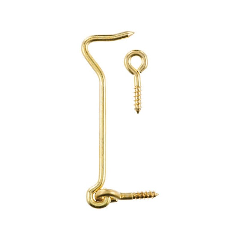 Ace 4 in. L Brass Gate Hook and Eye 1 pk