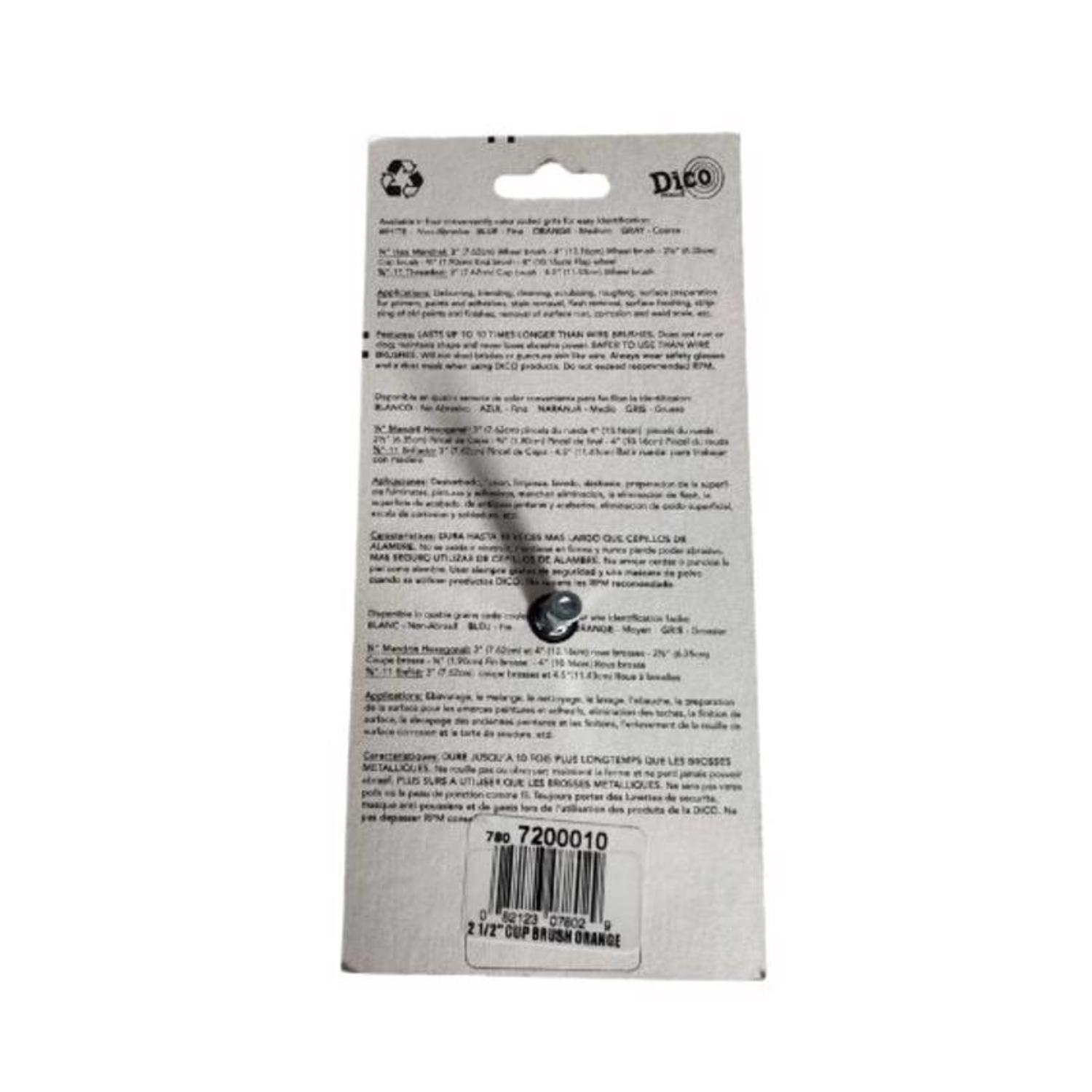Dico Nyalox 2.5 in. D X 1/4 in. X 1/4 in. D Crimped Nylon Mandrel Mounted Cup Brush 4500 rpm 1 pc