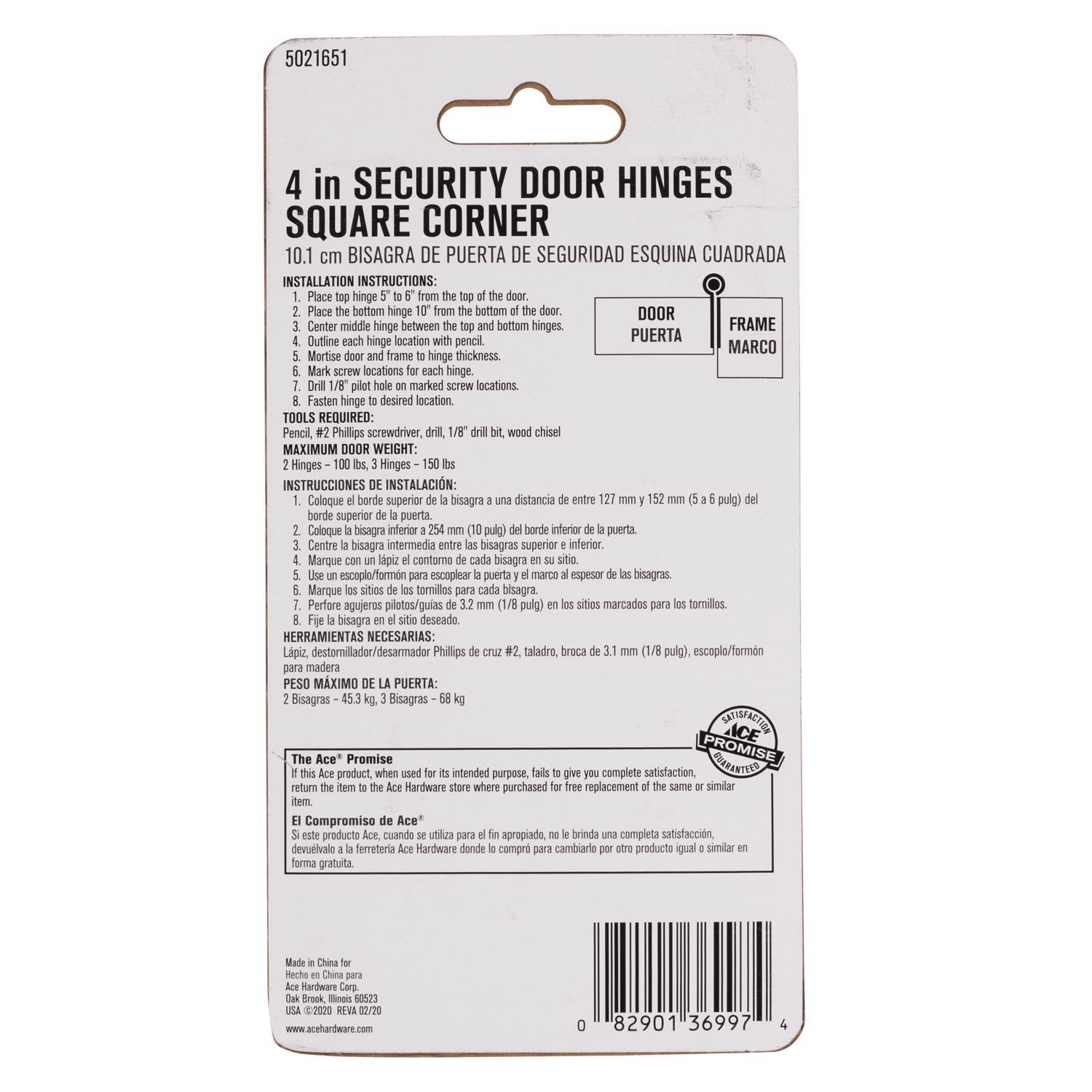 Ace 4 in. L White Residential Door Hinge 3 pk