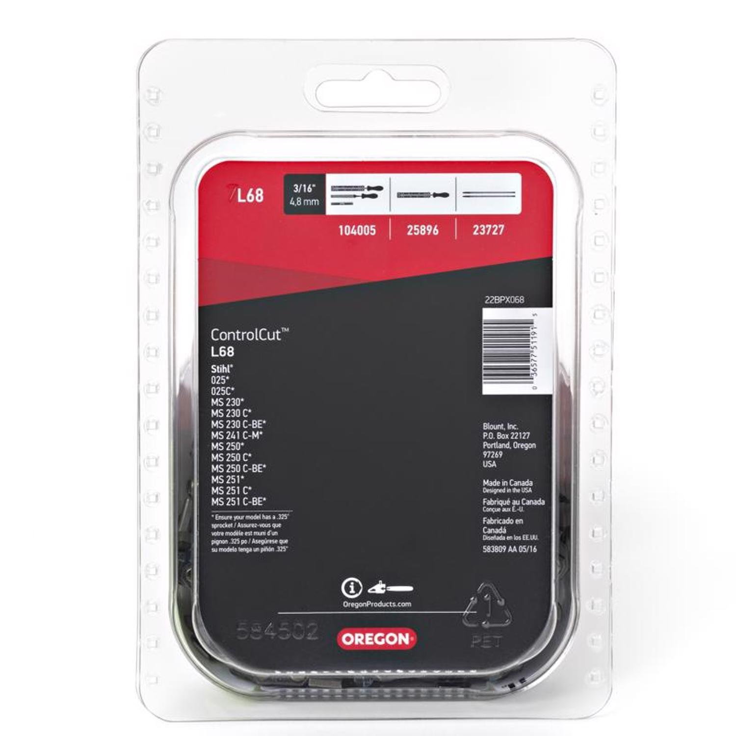 Oregon ControlCut L68 18 in. Chainsaw Chain 68 links