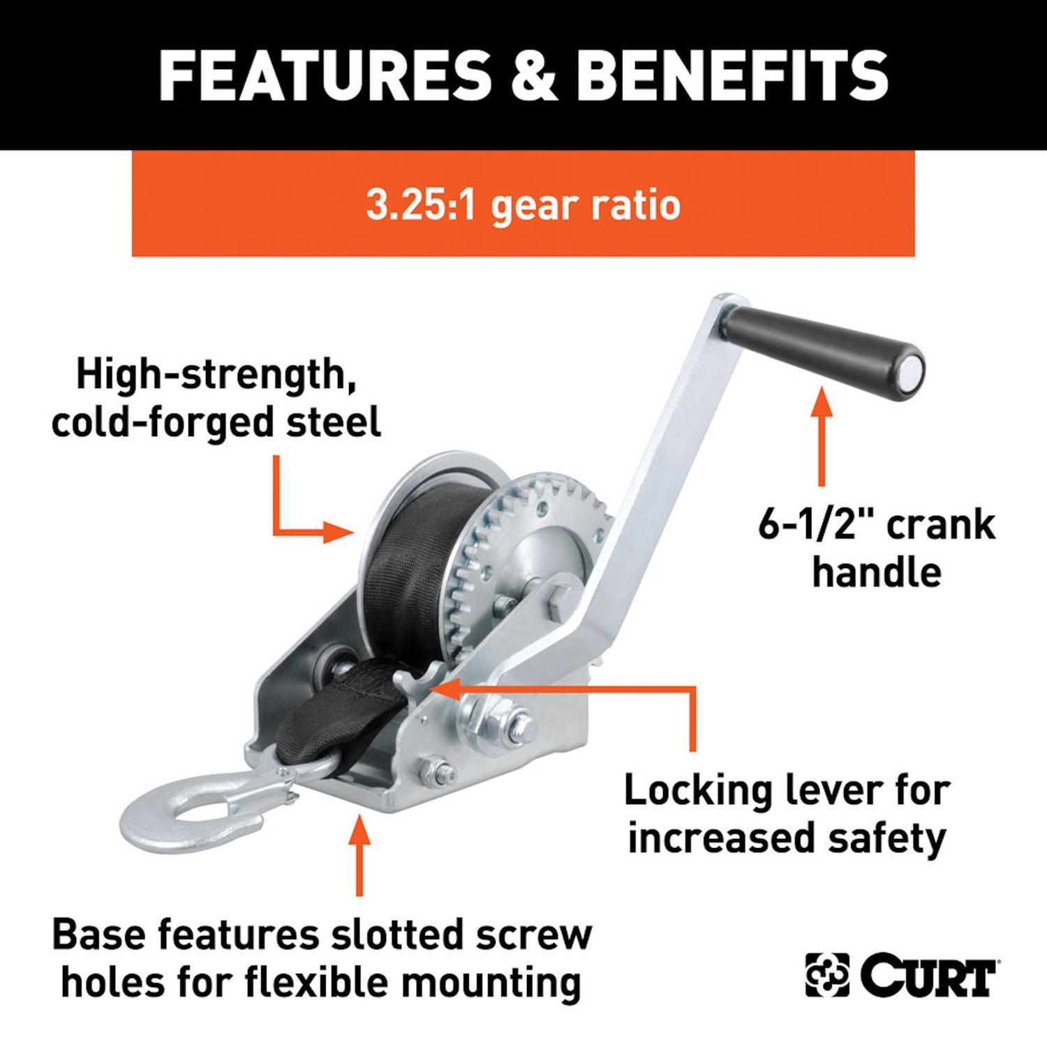 CURT 900 lb Hand Winch