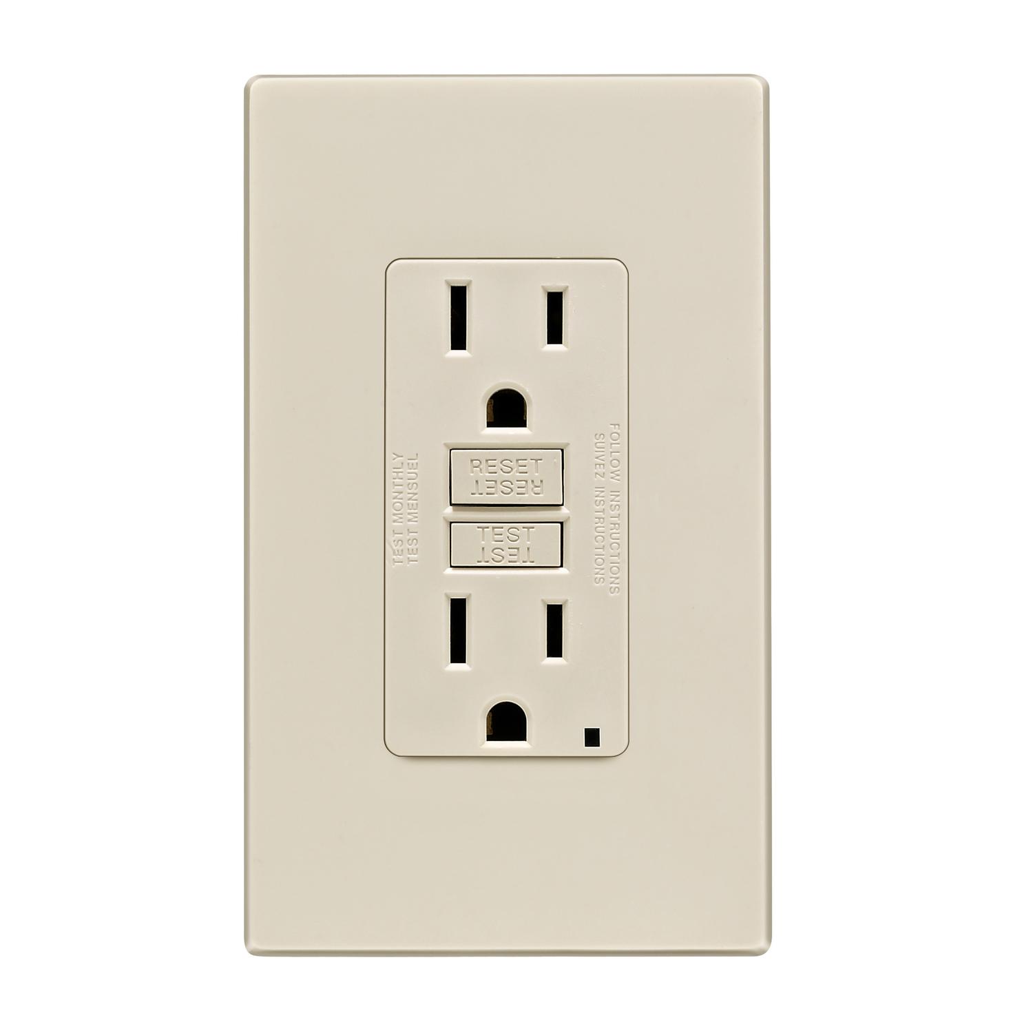Leviton SmartlockPro 15 amps 125 V Duplex Light Almond GFCI Outlet 5-15R 1 pk