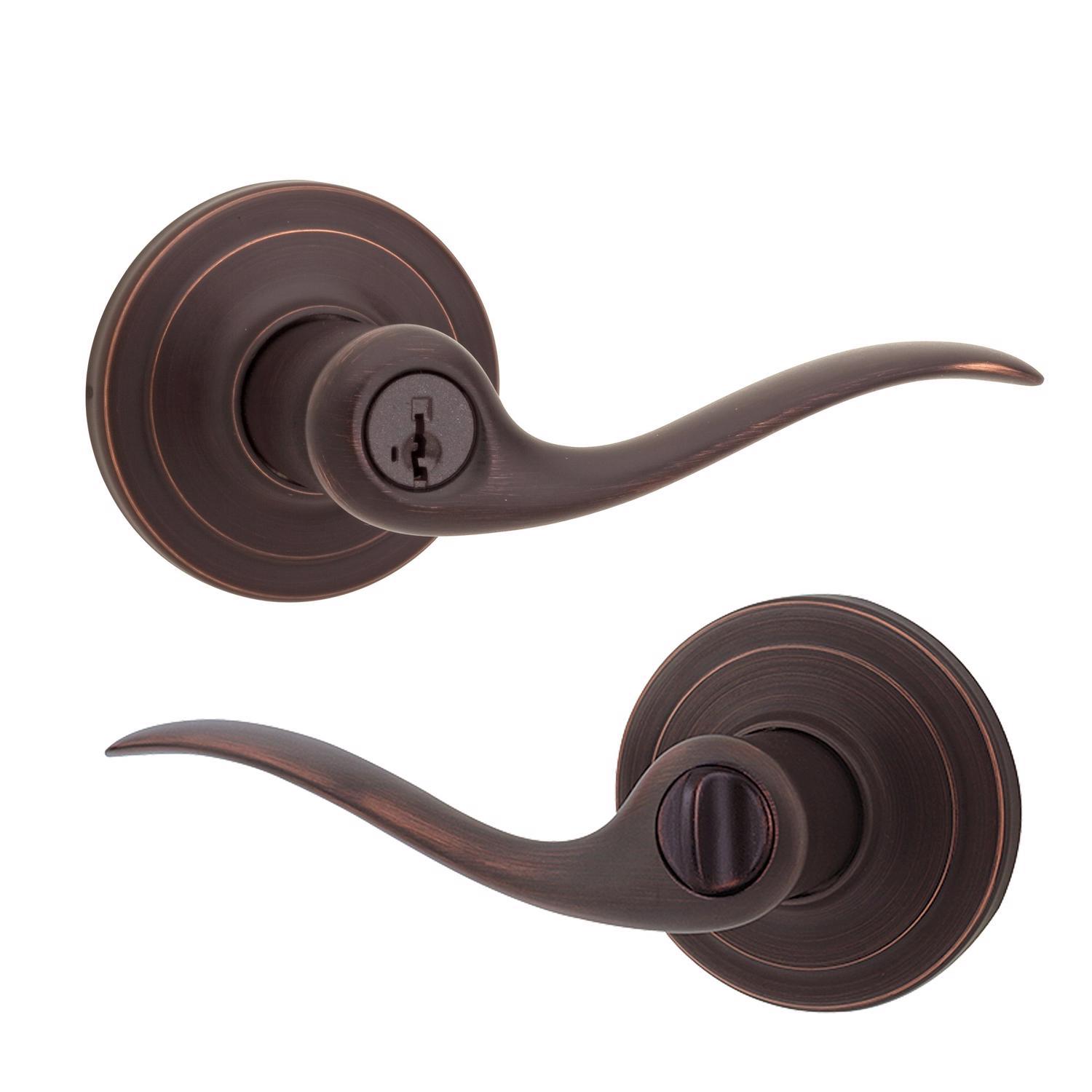 Kwikset SmartKey Tustin Venetian Bronze Entry Door Knob KW1 1-3/4 in.